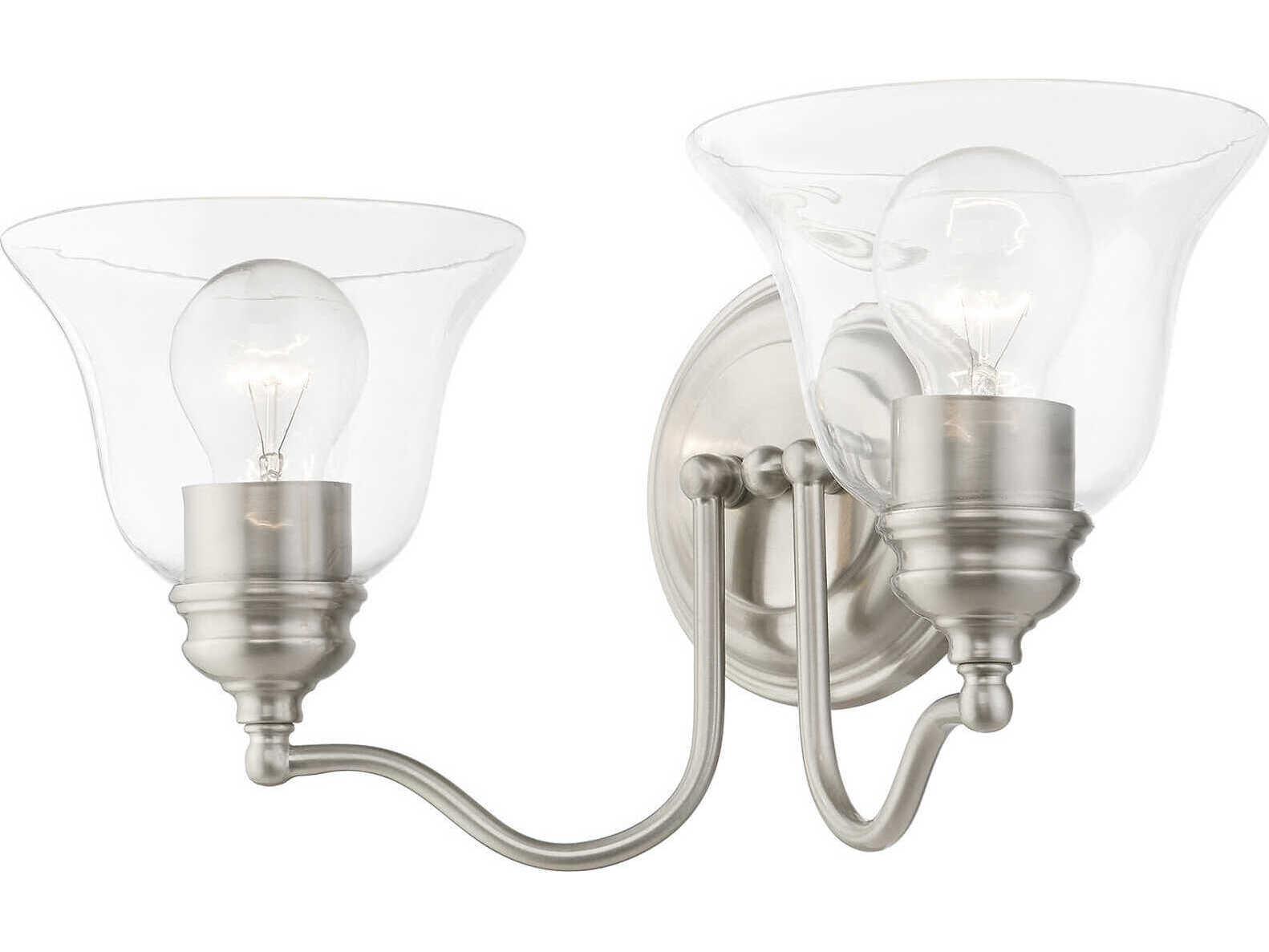 Livex Lighting Moreland 2-Light Brushed Nickel Glass Vanity Light
