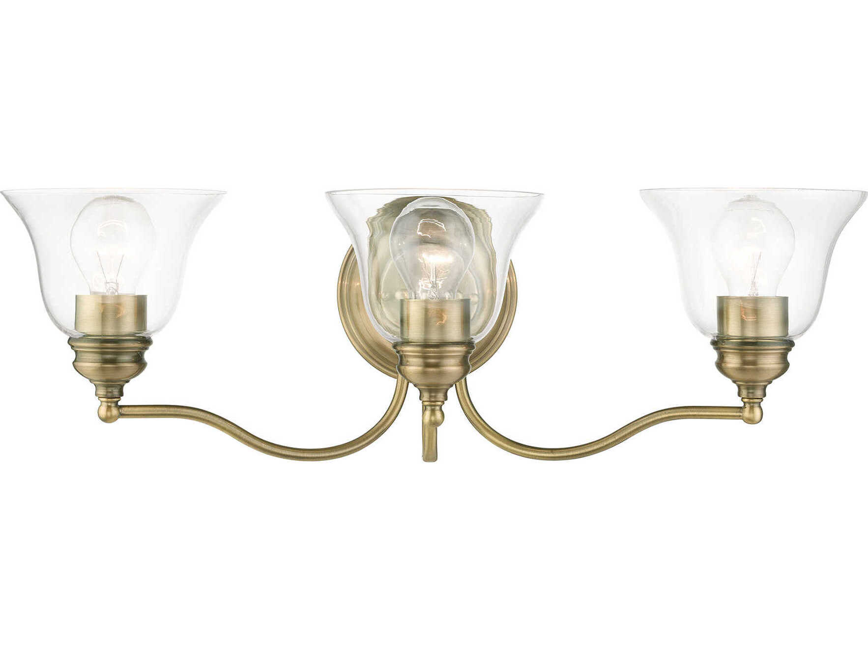 Livex Lighting Moreland 3-Light Antique Brass Glass Vanity Light