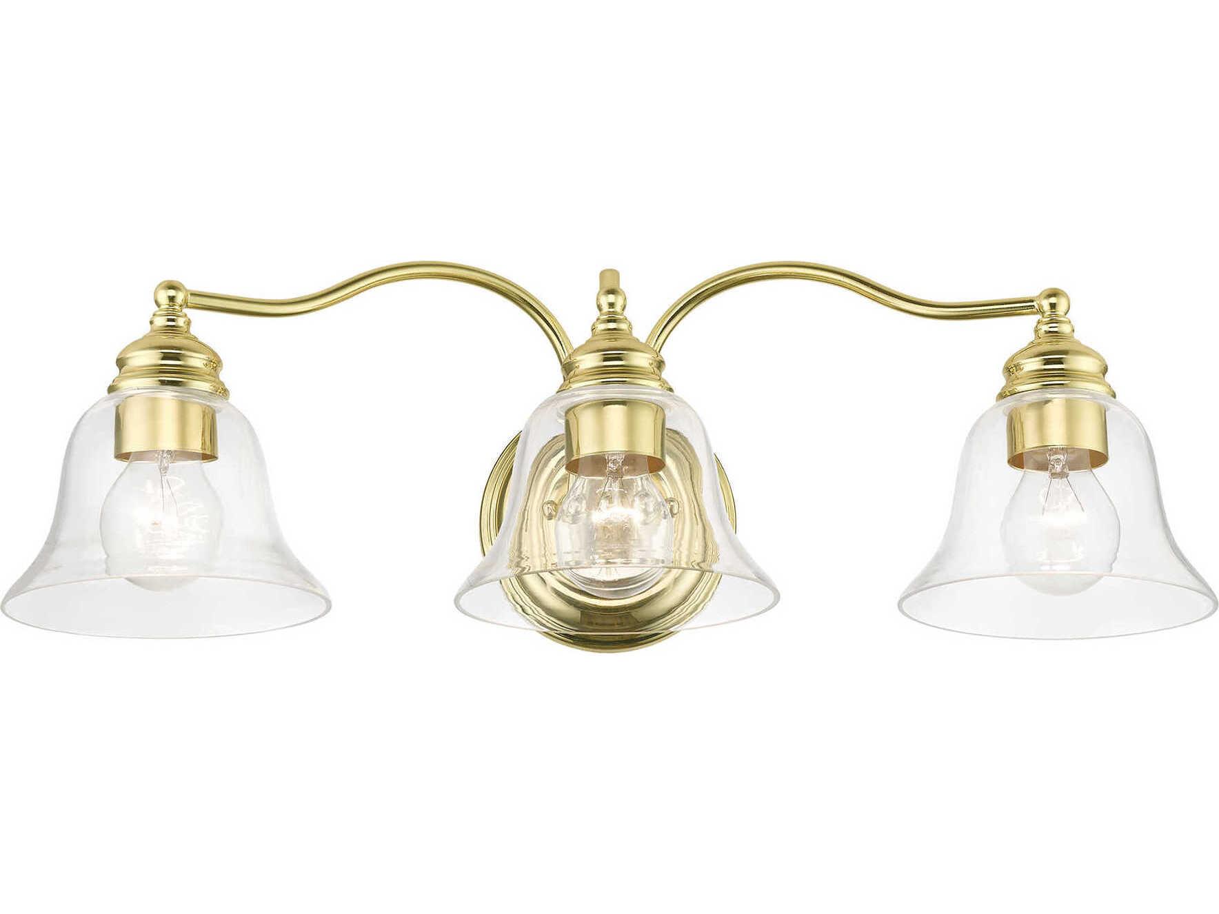Livex Lighting Moreland 3-Light Polished Brass Glass Vanity Light