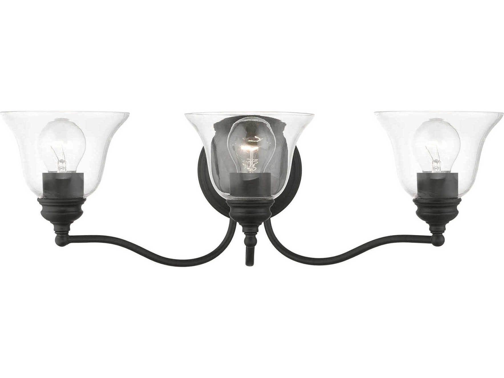 Livex Lighting Moreland 3-Light Black Glass Vanity Light