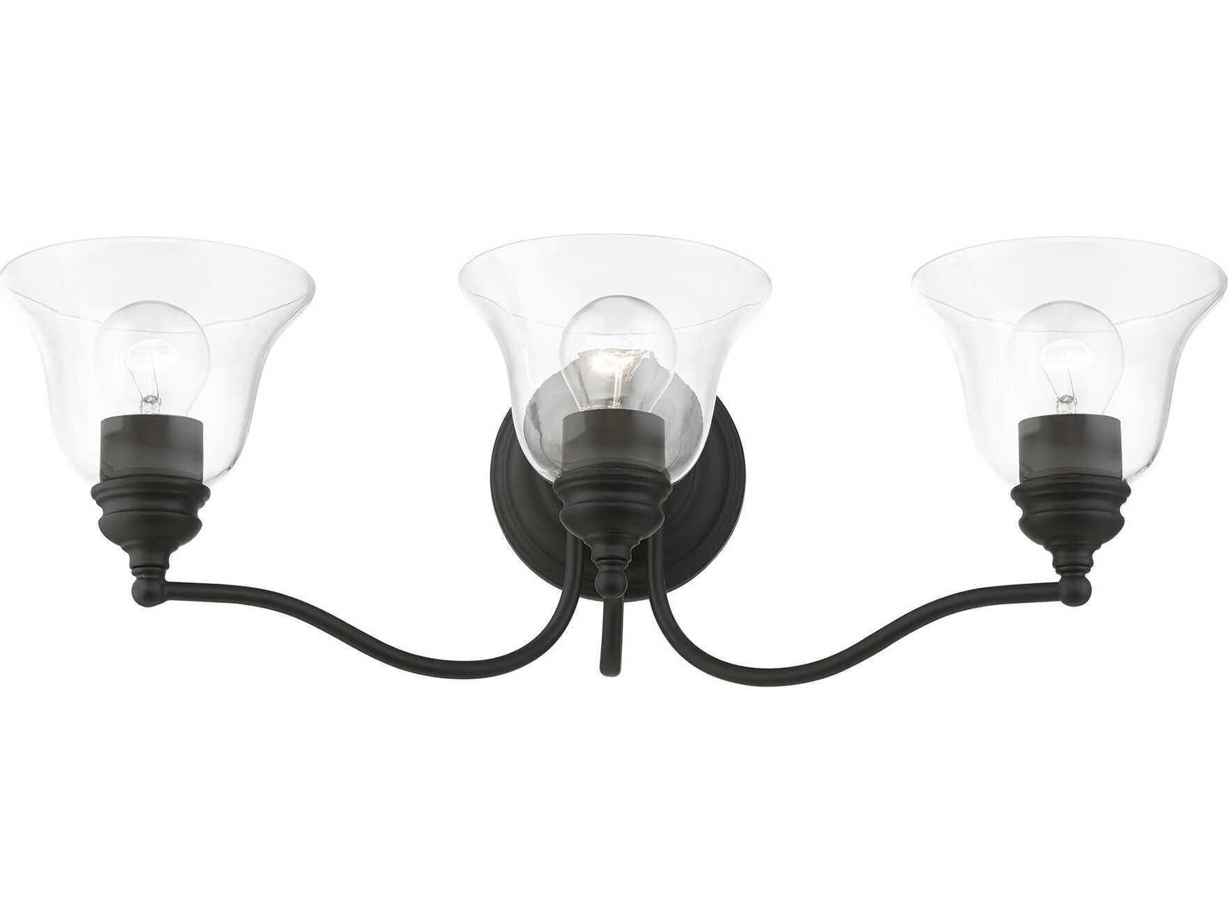 Livex Lighting Moreland 3-Light Black Glass Vanity Light