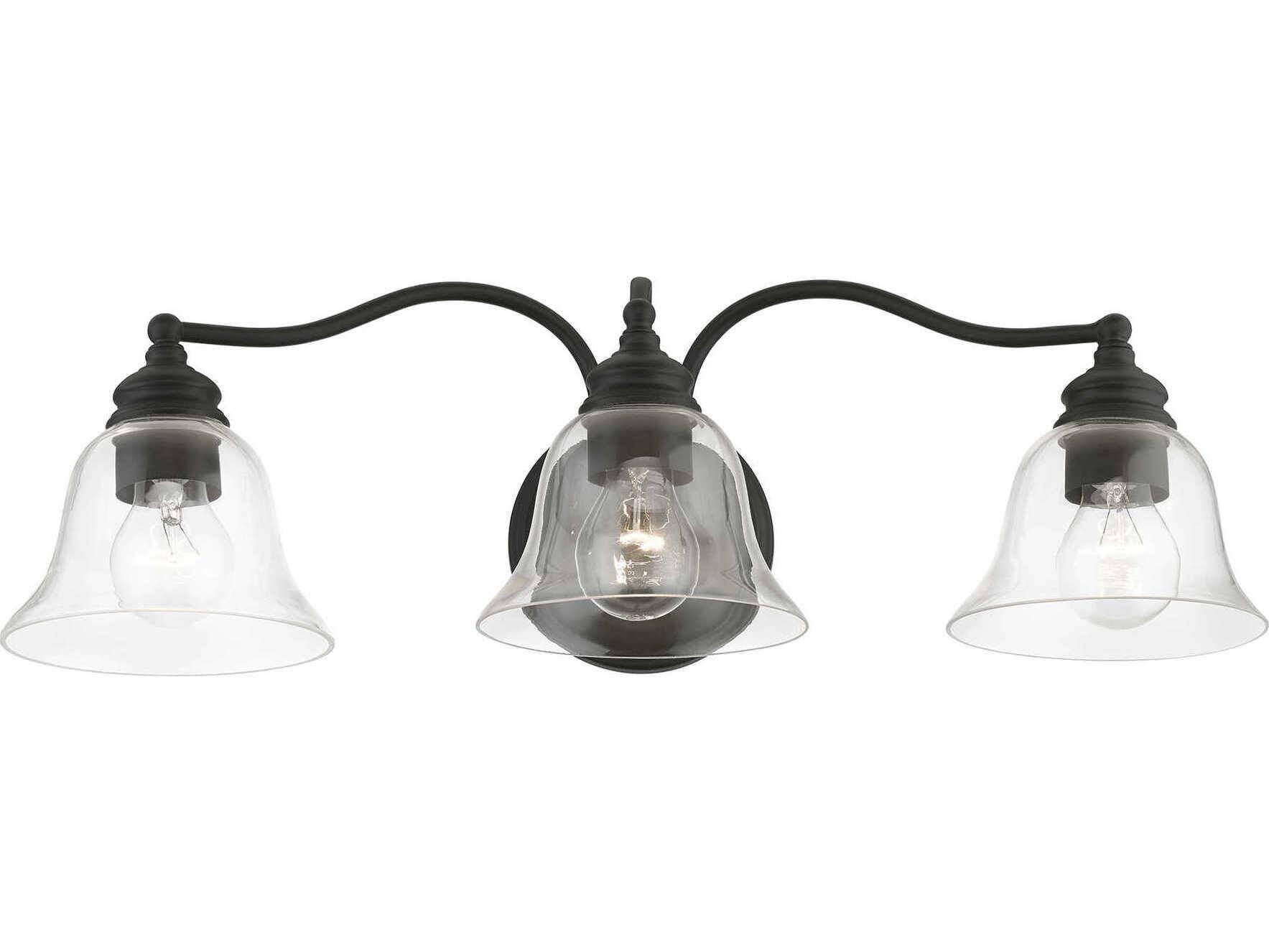 Livex Lighting Moreland 3-Light Black Glass Vanity Light