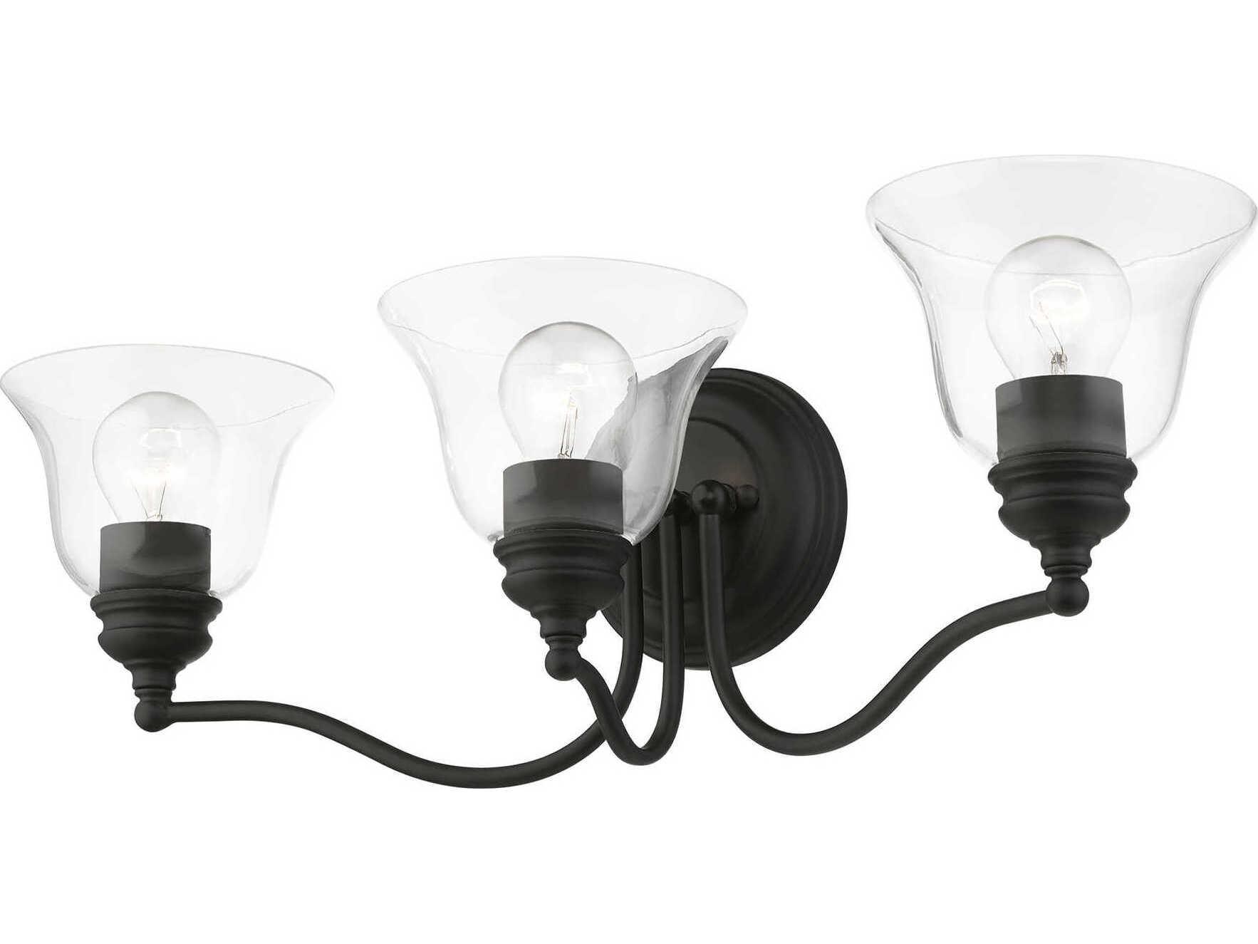 Livex Lighting Moreland 3-Light Black Glass Vanity Light