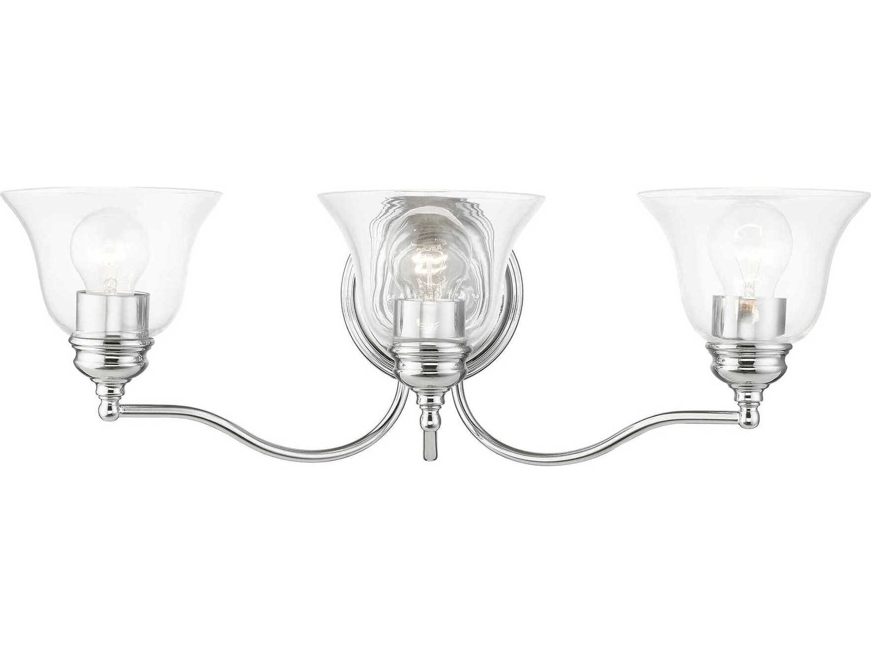 Livex Lighting Moreland 3-Light Polished Chrome Glass Vanity Light