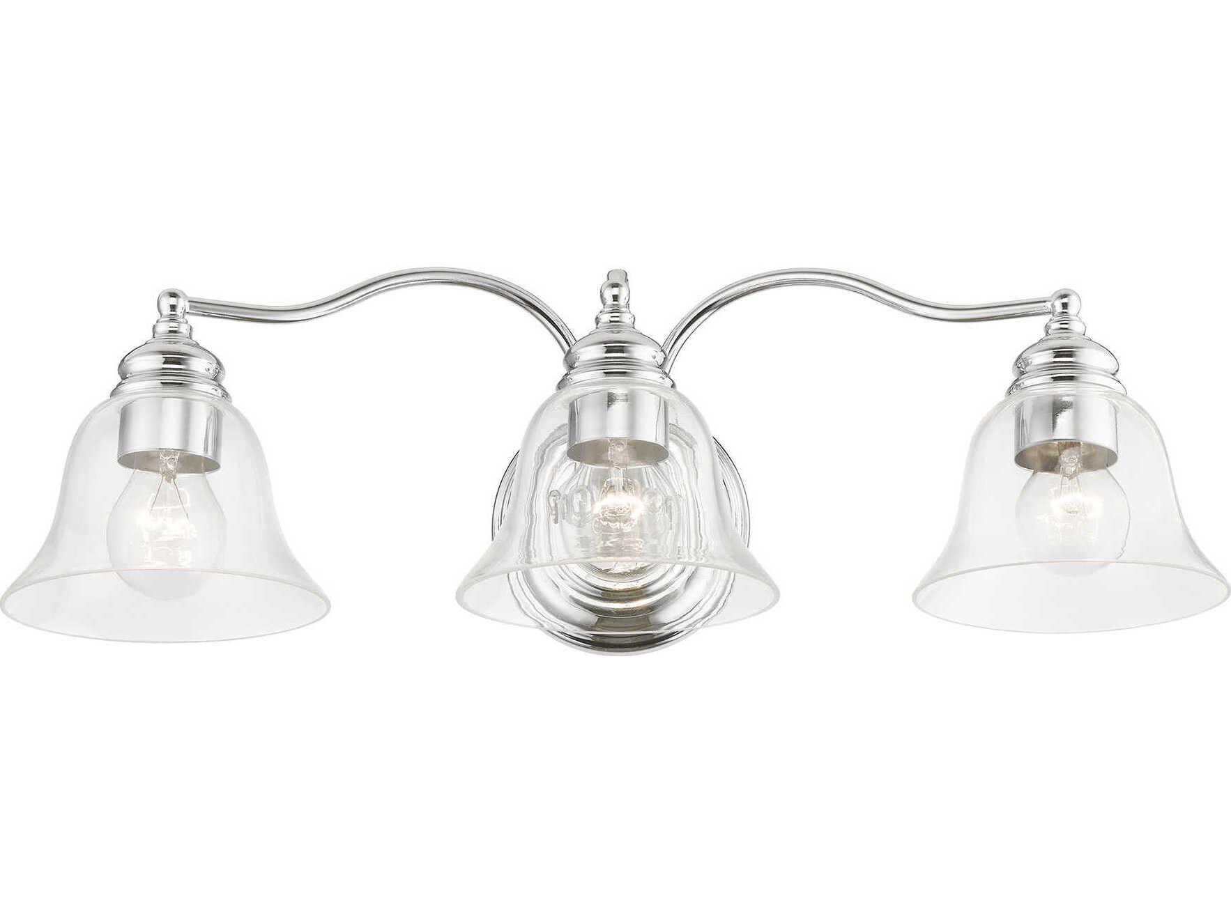 Livex Lighting Moreland 3-Light Polished Chrome Glass Vanity Light