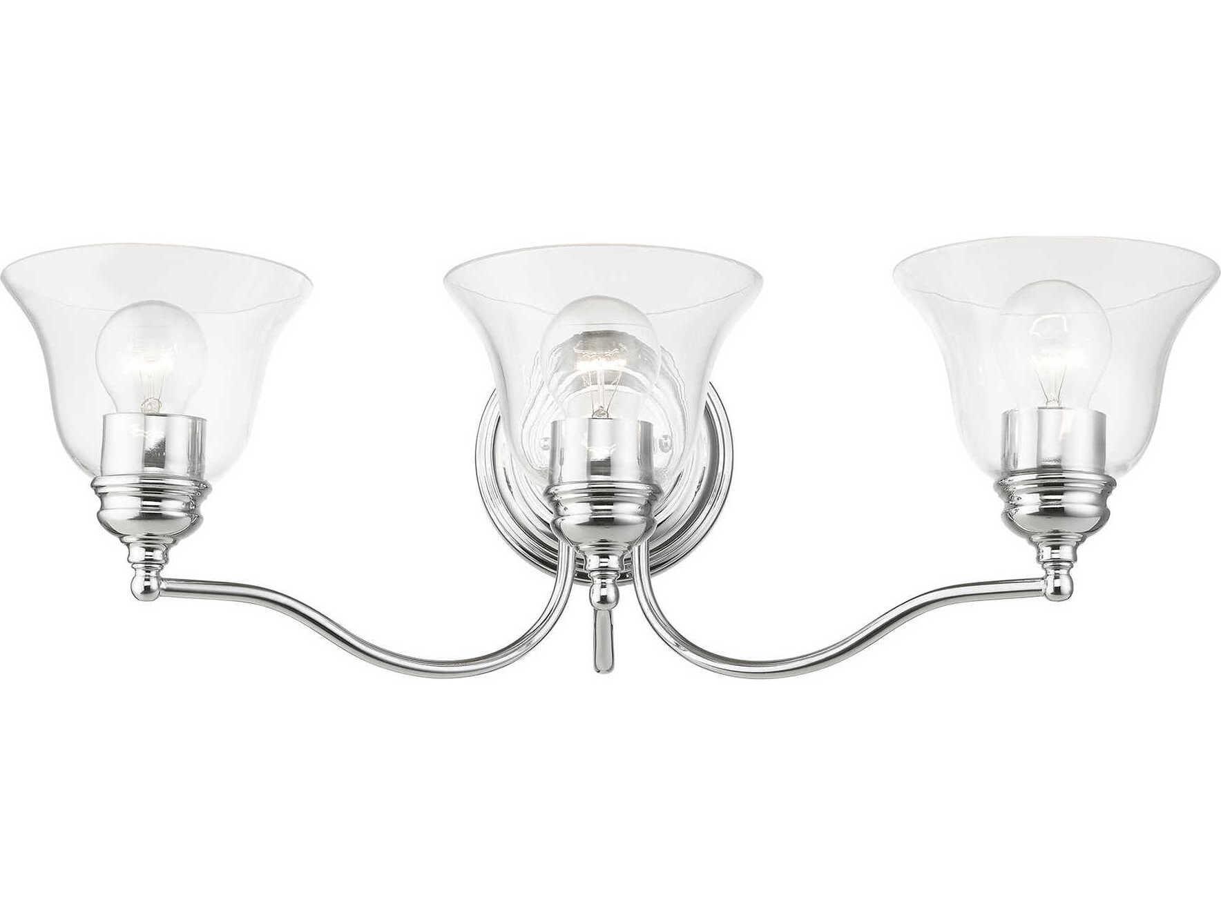Livex Lighting Moreland 3-Light Polished Chrome Glass Vanity Light