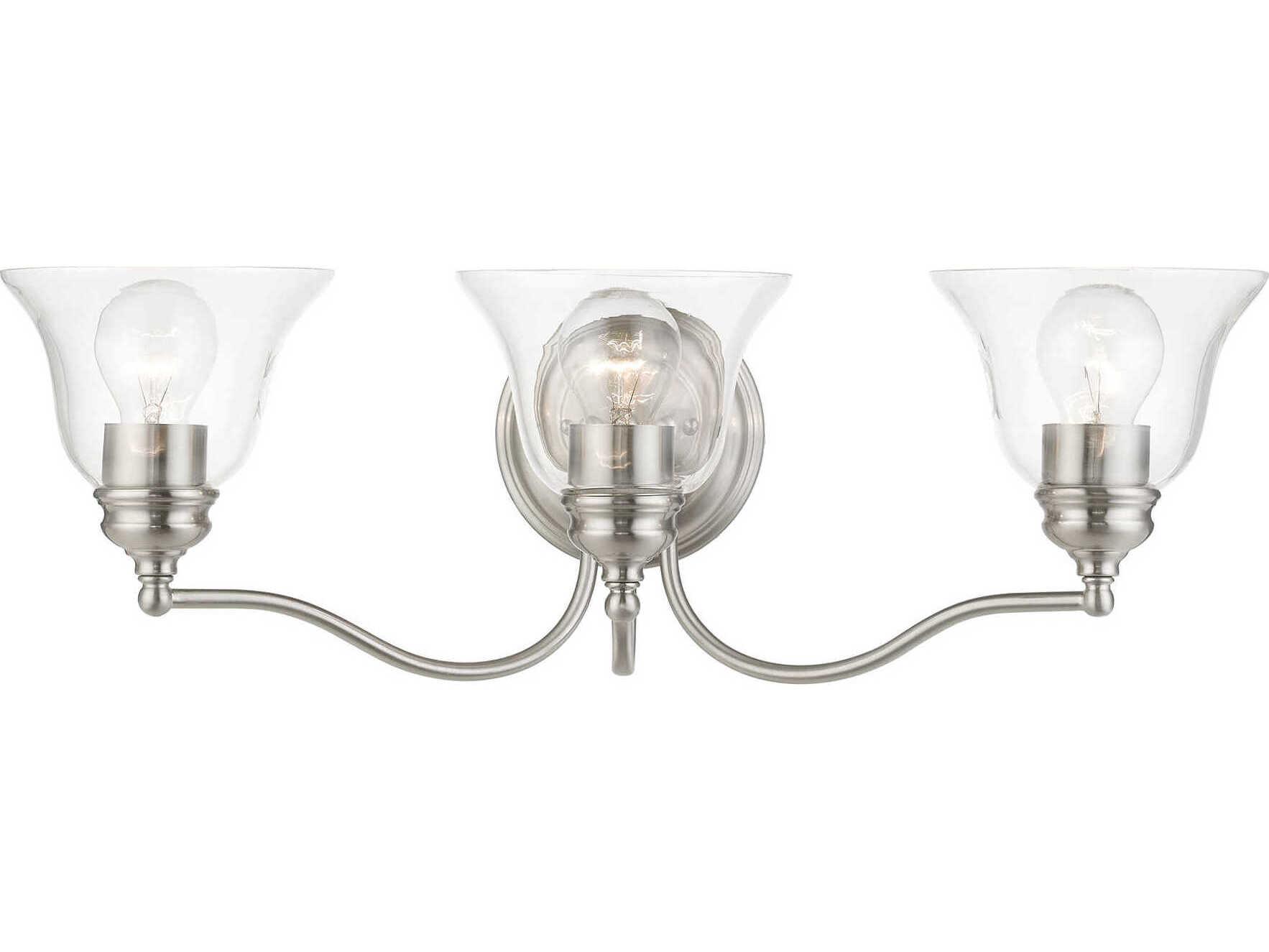 Livex Lighting Moreland 3-Light Brushed Nickel Glass Vanity Light