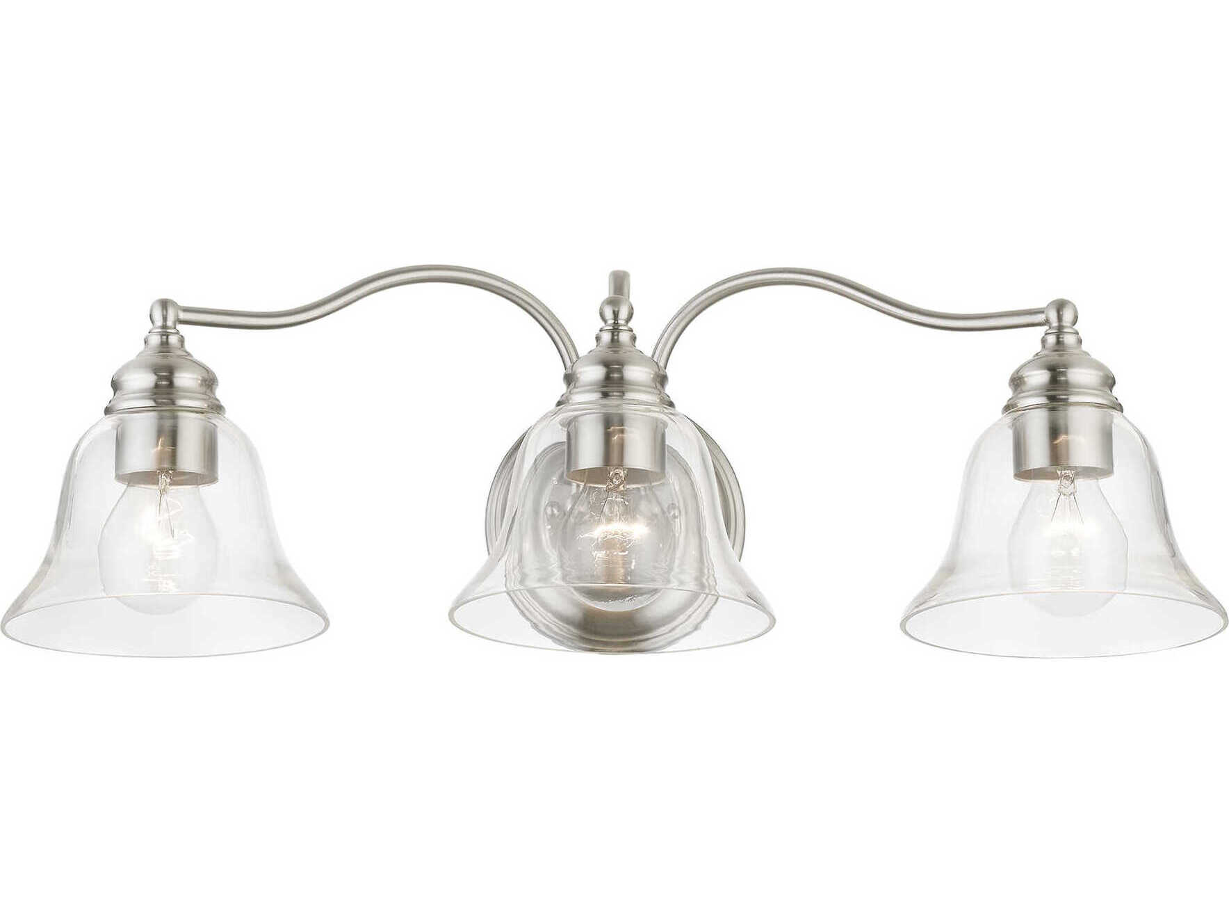 Livex Lighting Moreland 3-Light Brushed Nickel Glass Vanity Light