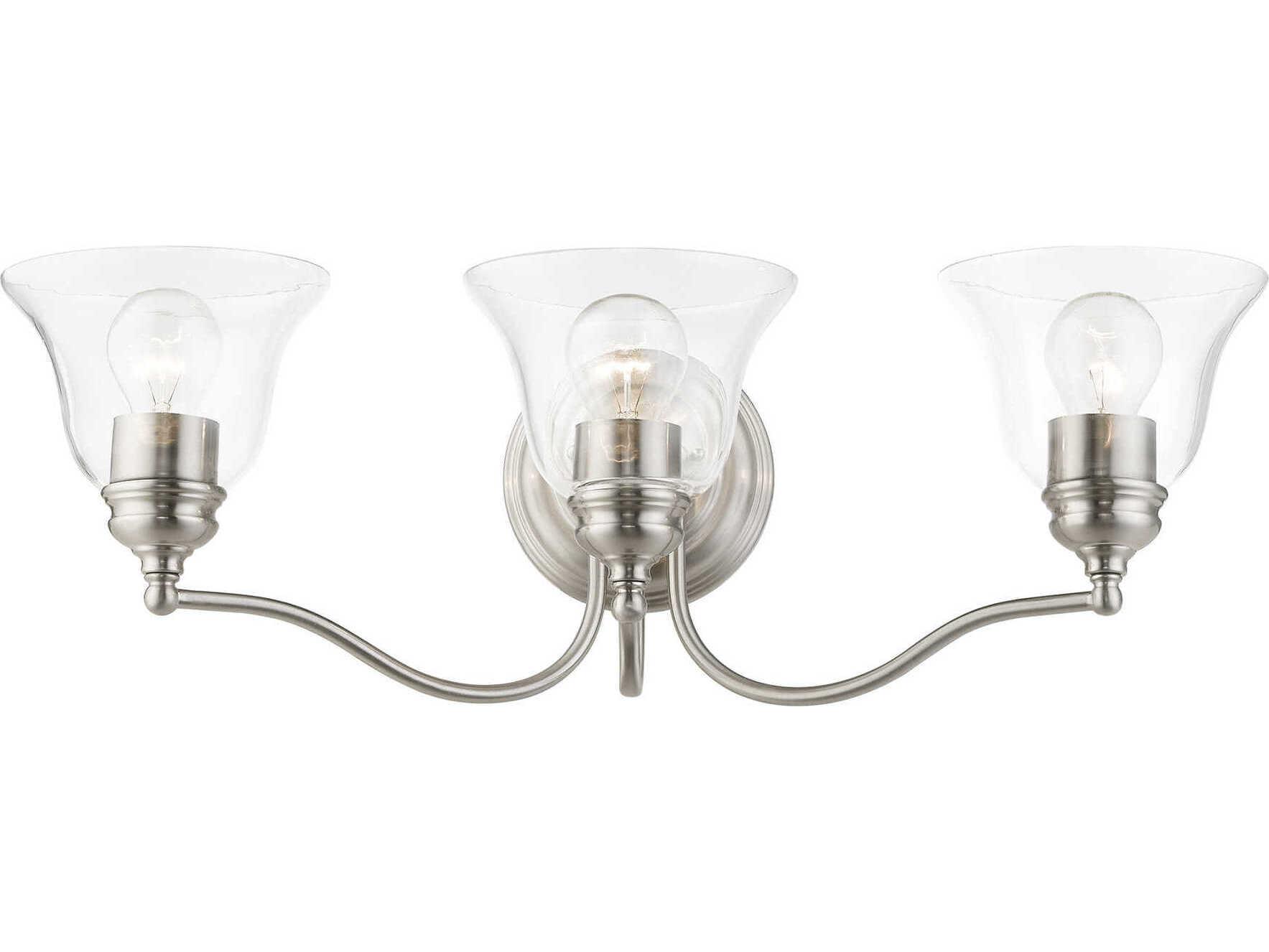Livex Lighting Moreland 3-Light Brushed Nickel Glass Vanity Light
