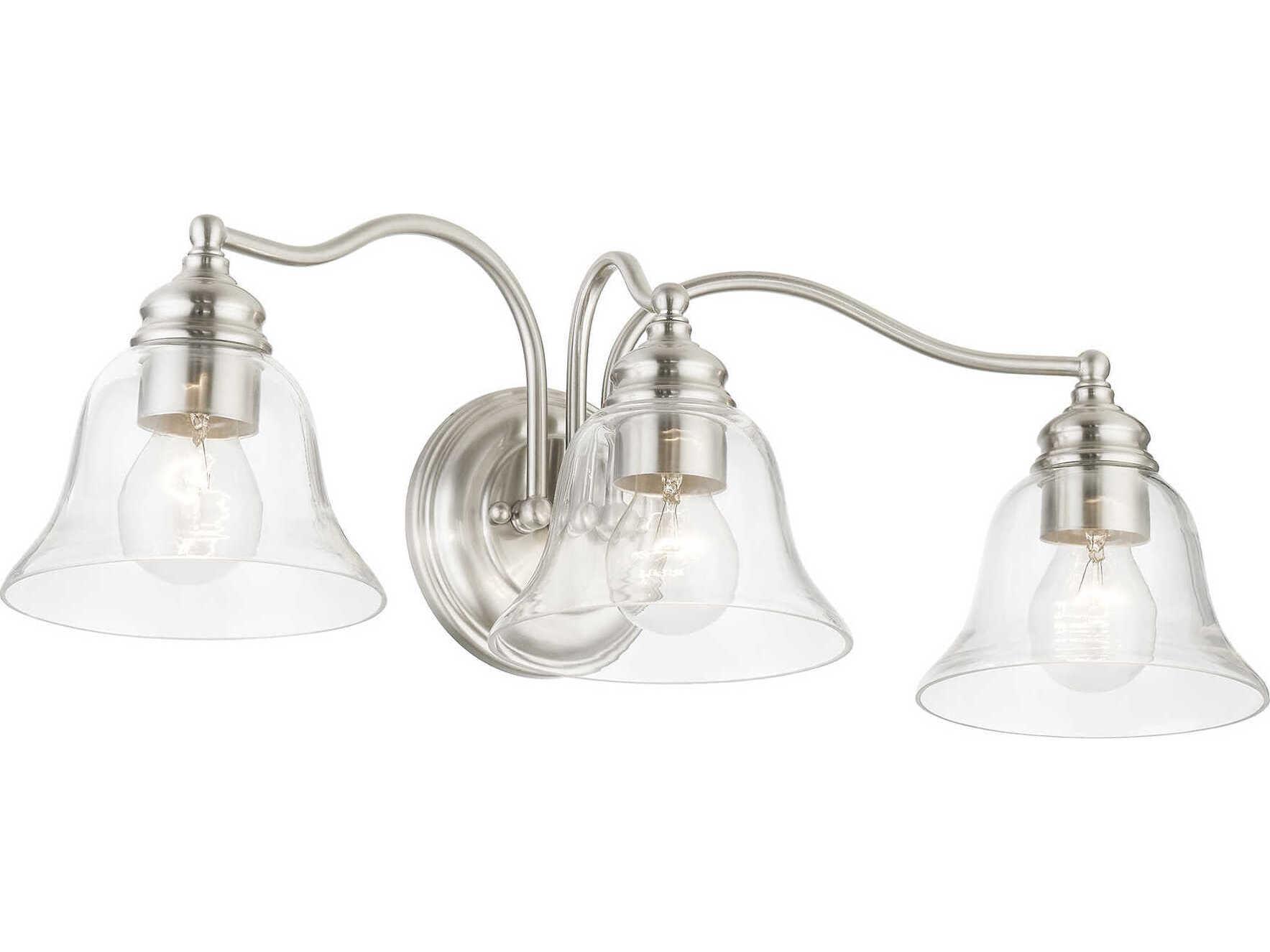 Livex Lighting Moreland 3-Light Brushed Nickel Glass Vanity Light