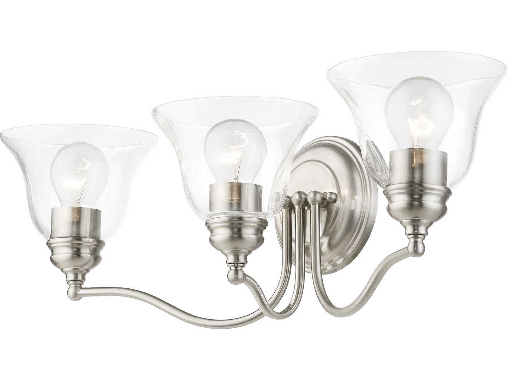 Livex Lighting Moreland 3-Light Brushed Nickel Glass Vanity Light