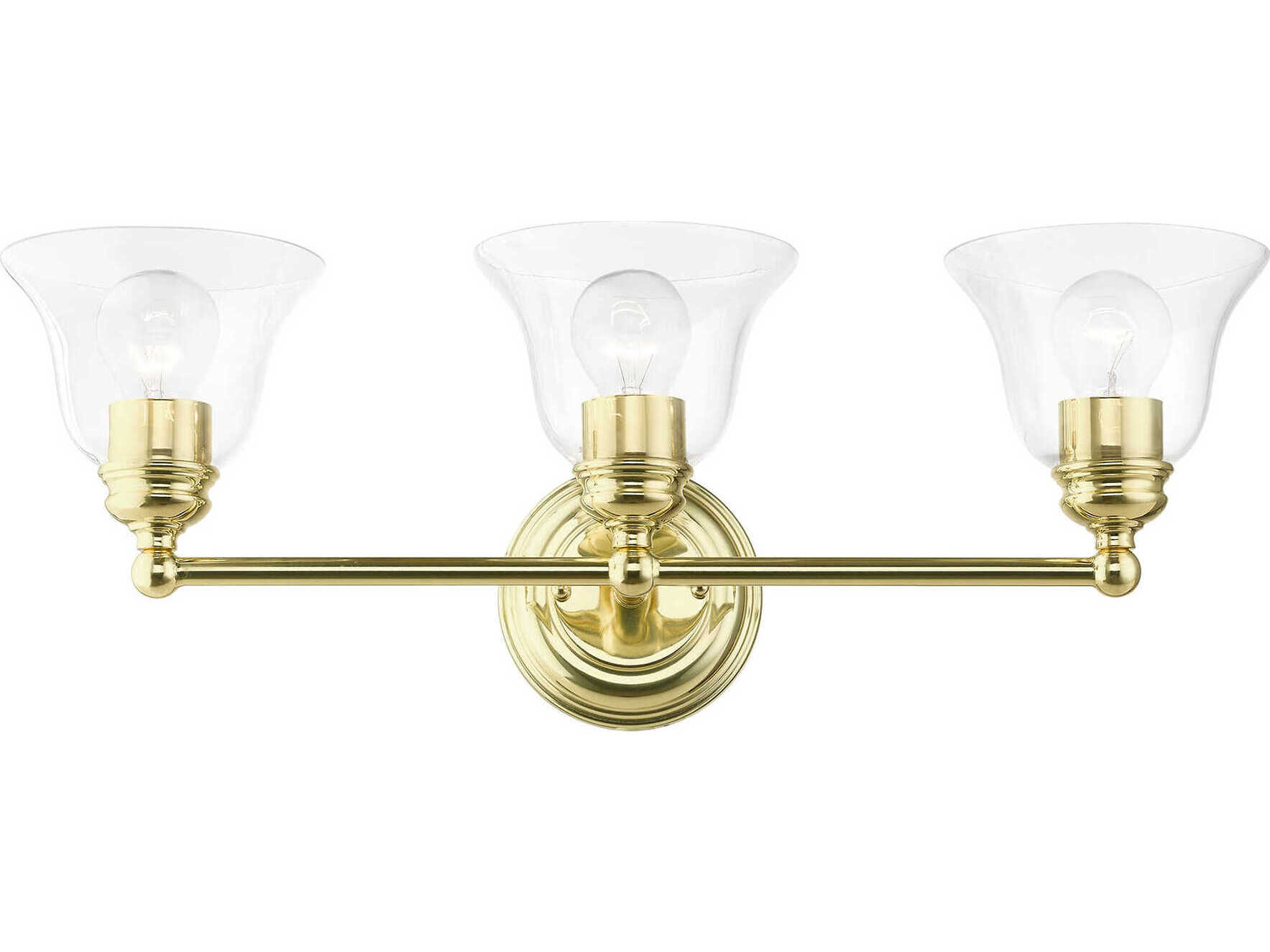 Livex Lighting Moreland 3-Light Polished Brass Glass Vanity Light