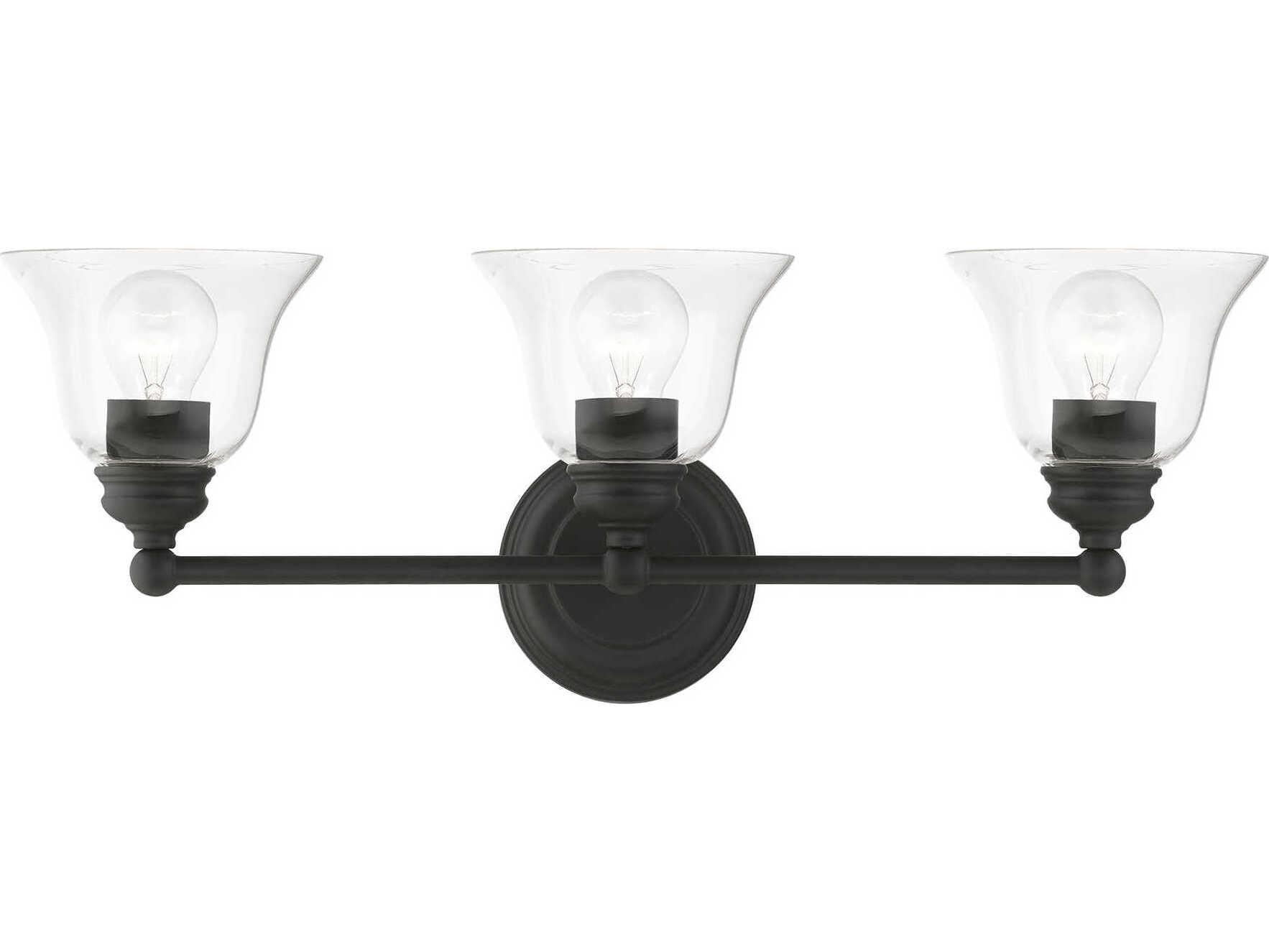 Livex Lighting Moreland 3-Light Black Glass Vanity Light