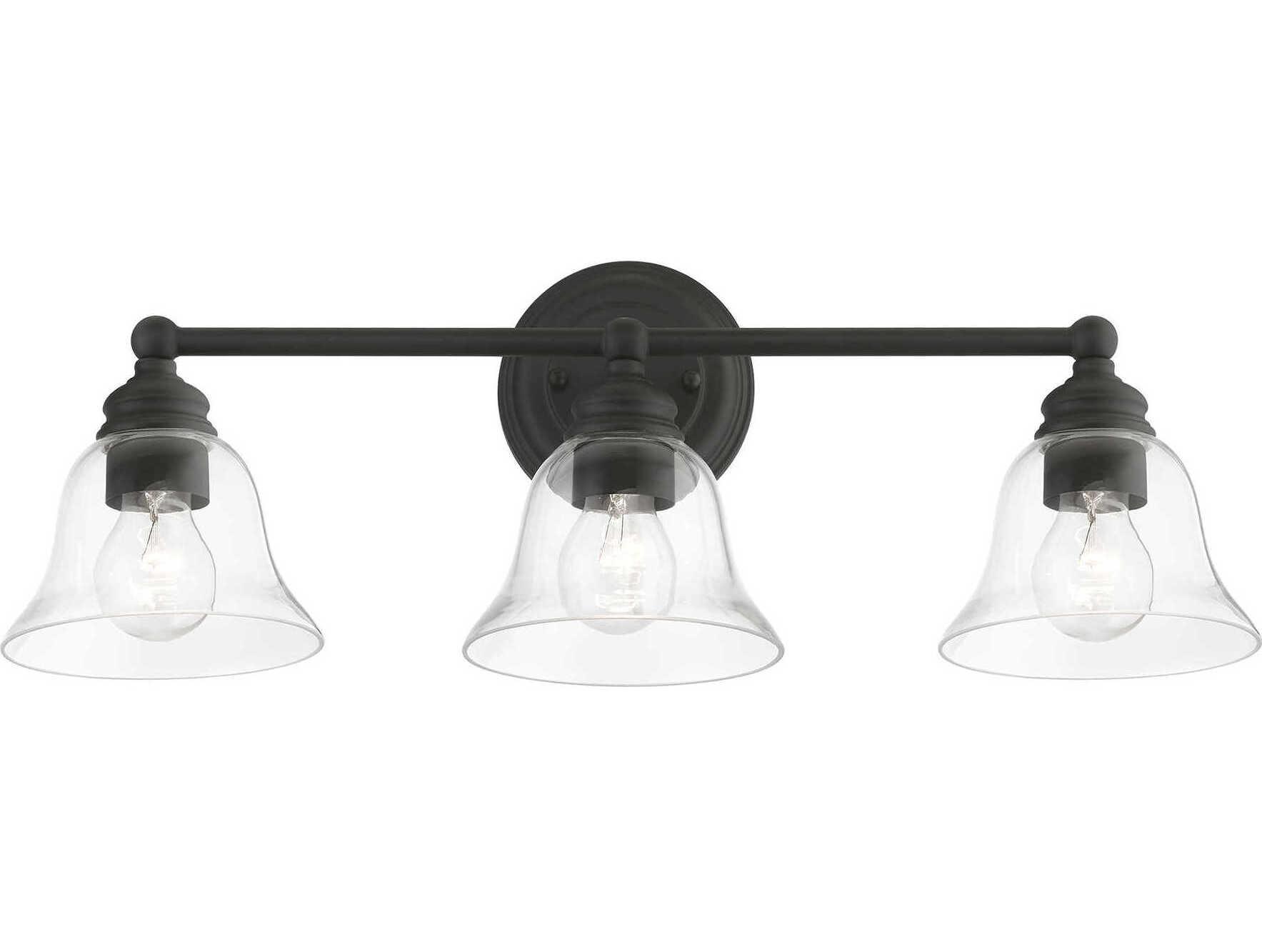 Livex Lighting Moreland 3-Light Black Glass Vanity Light