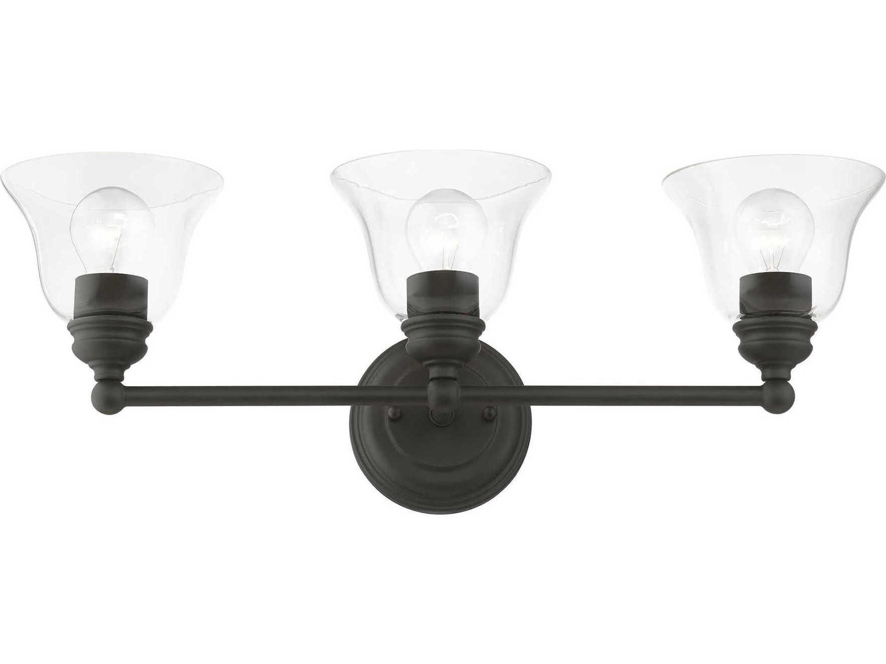 Livex Lighting Moreland 3-Light Black Glass Vanity Light