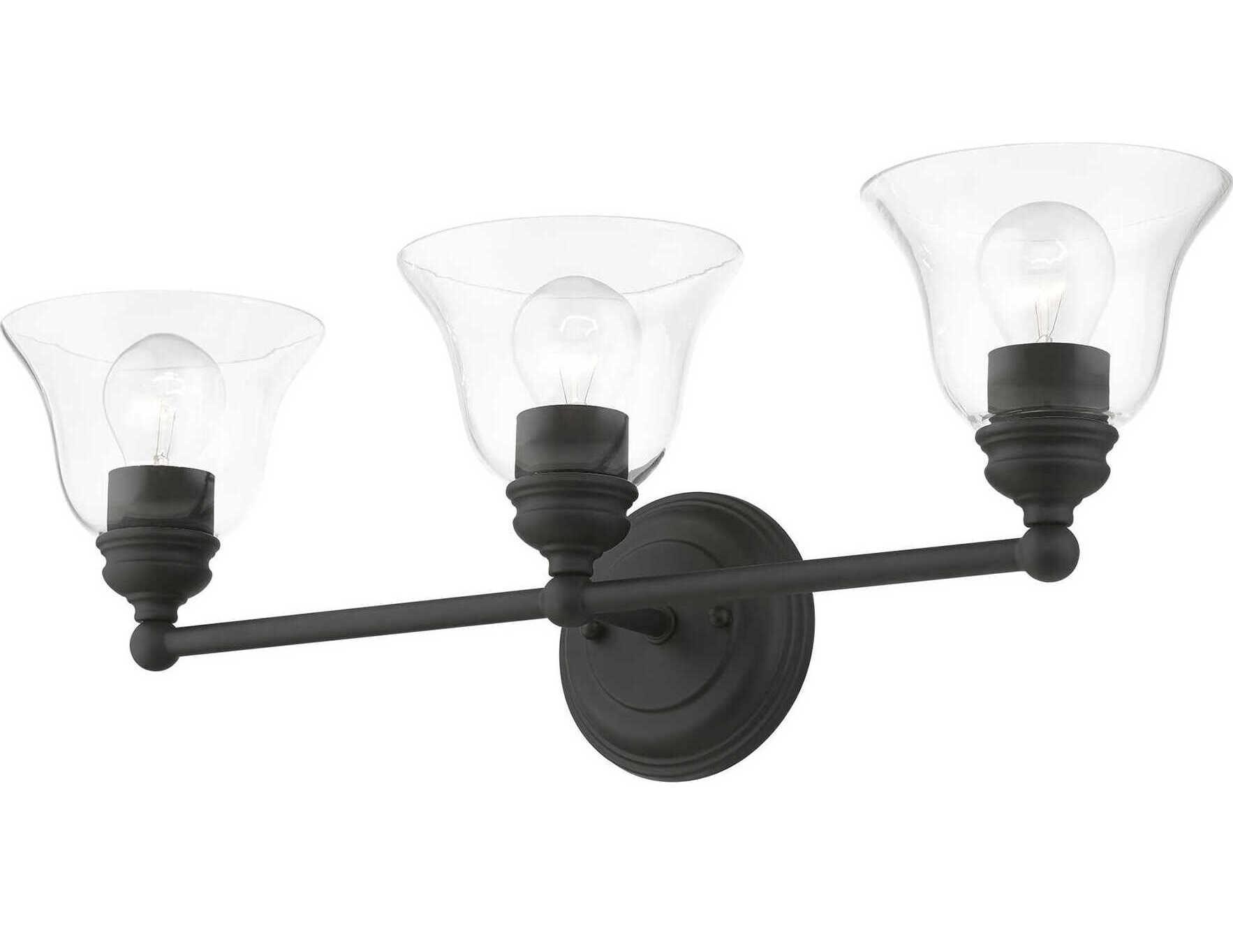 Livex Lighting Moreland 3-Light Black Glass Vanity Light