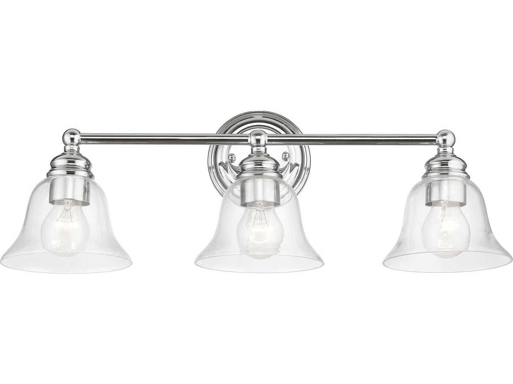 Livex Lighting Moreland 3-Light Polished Chrome Glass Vanity Light