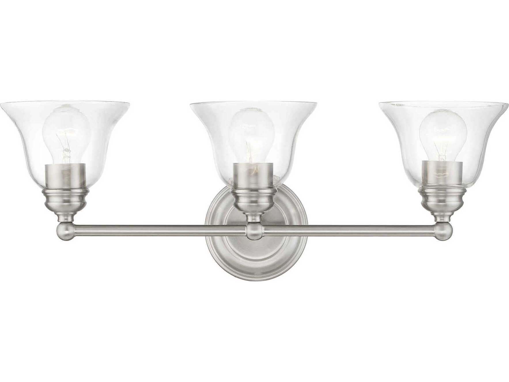 Livex Lighting Moreland 3-Light Brushed Nickel Glass Vanity Light