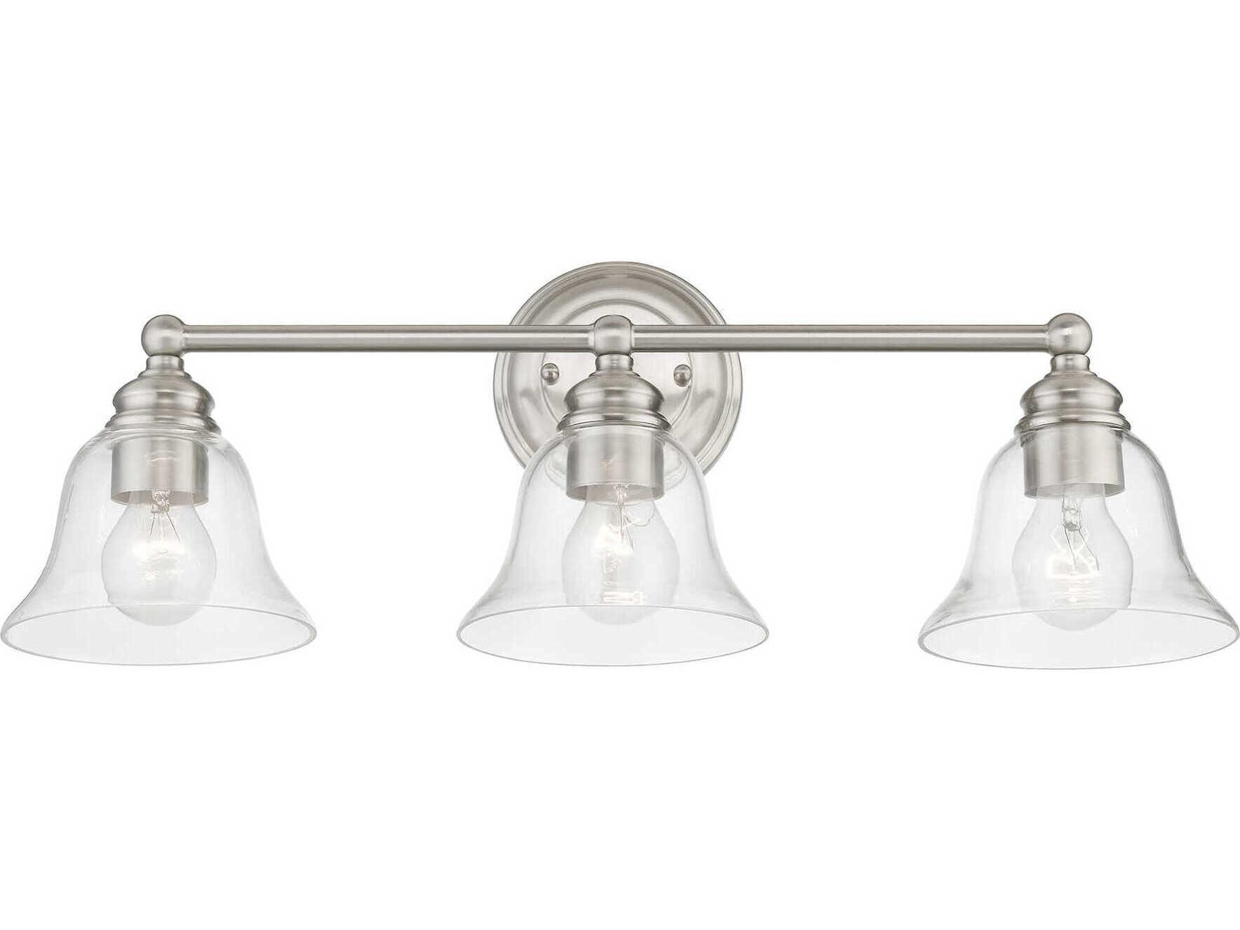 Livex Lighting Moreland 3-Light Brushed Nickel Glass Vanity Light
