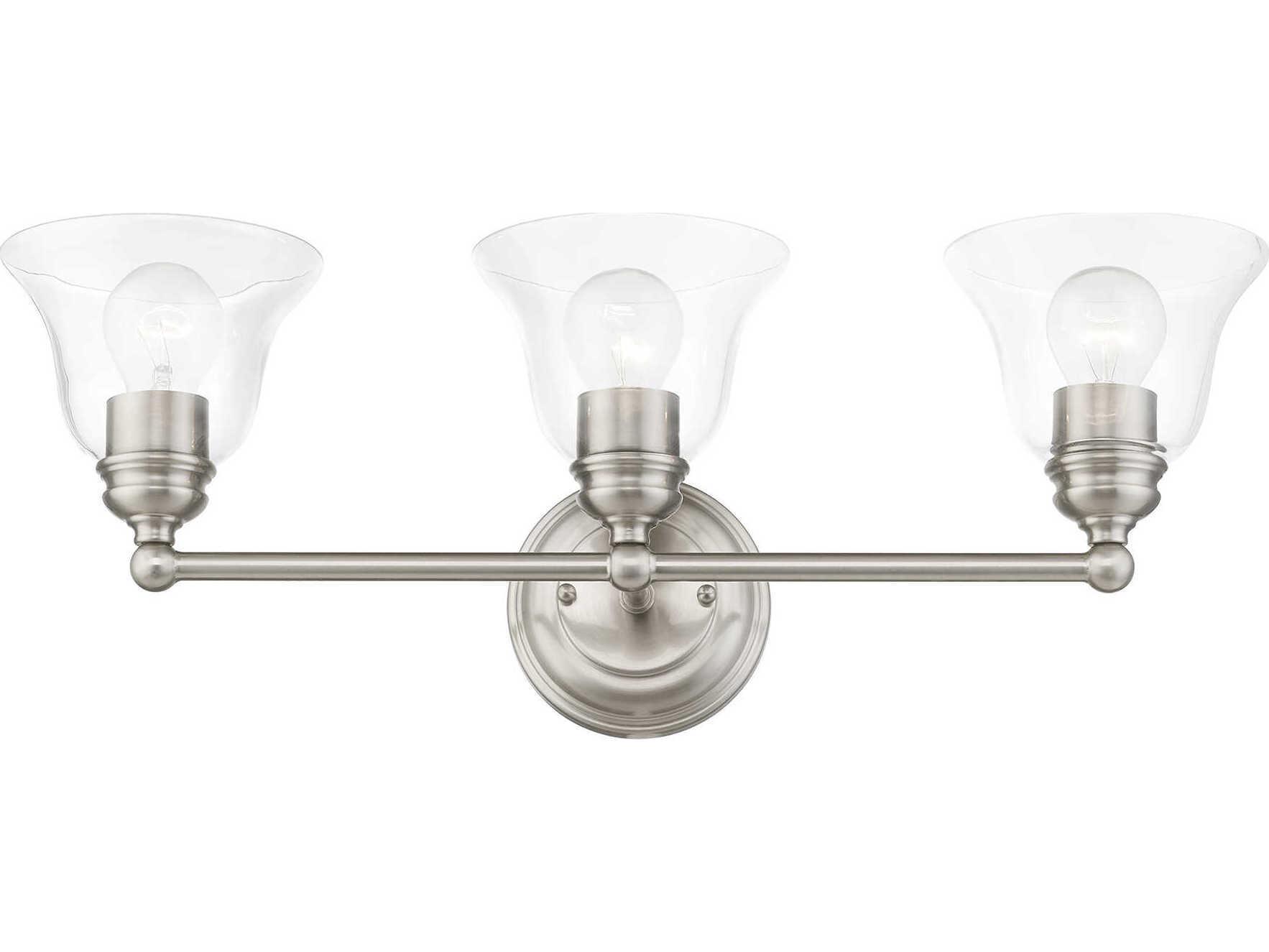 Livex Lighting Moreland 3-Light Brushed Nickel Glass Vanity Light