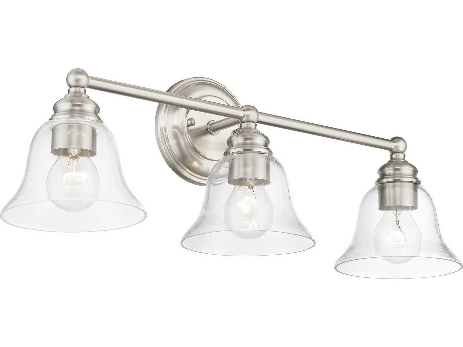 Livex Lighting Moreland 3-Light Brushed Nickel Glass Vanity Light