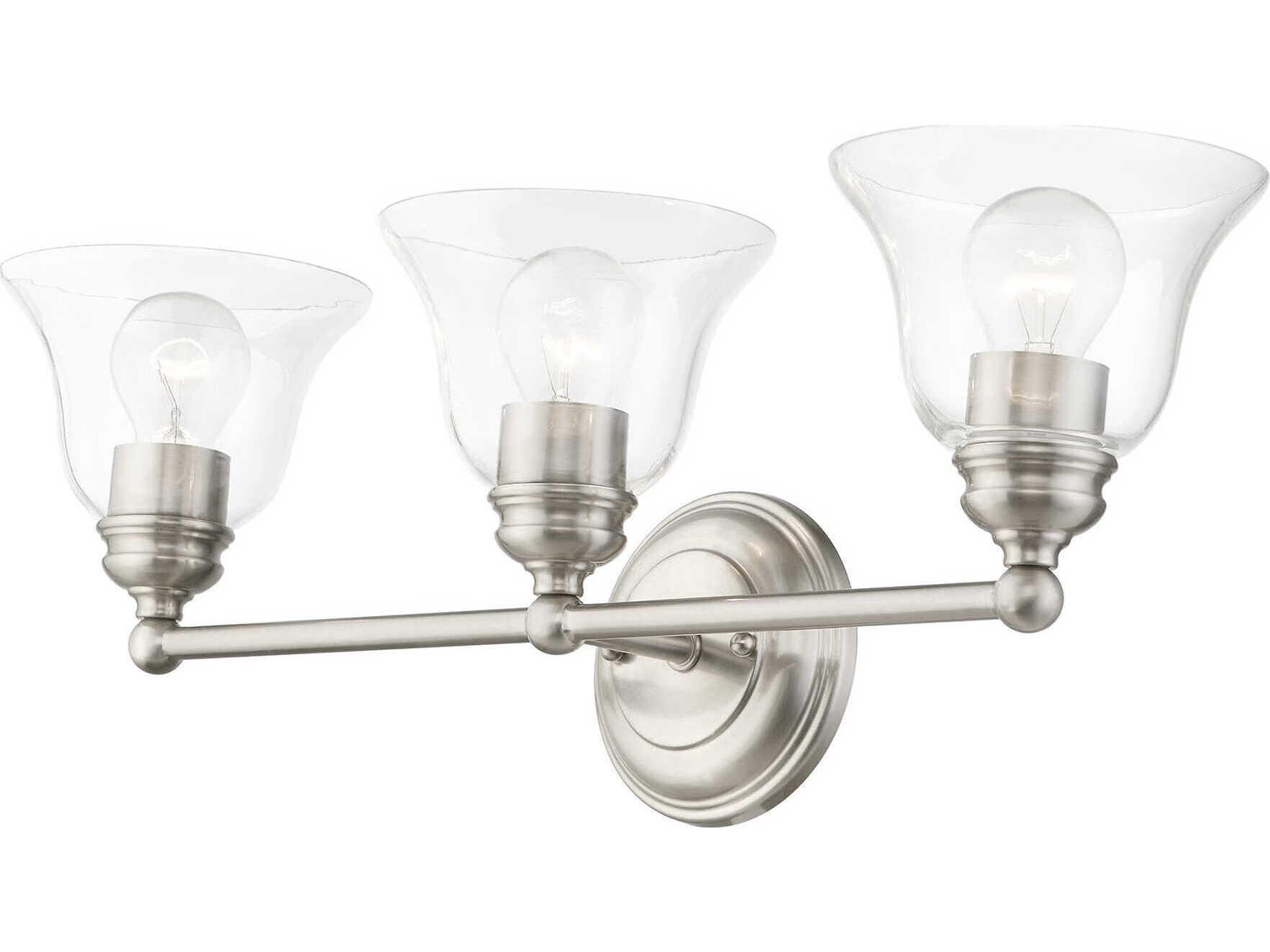 Livex Lighting Moreland 3-Light Brushed Nickel Glass Vanity Light