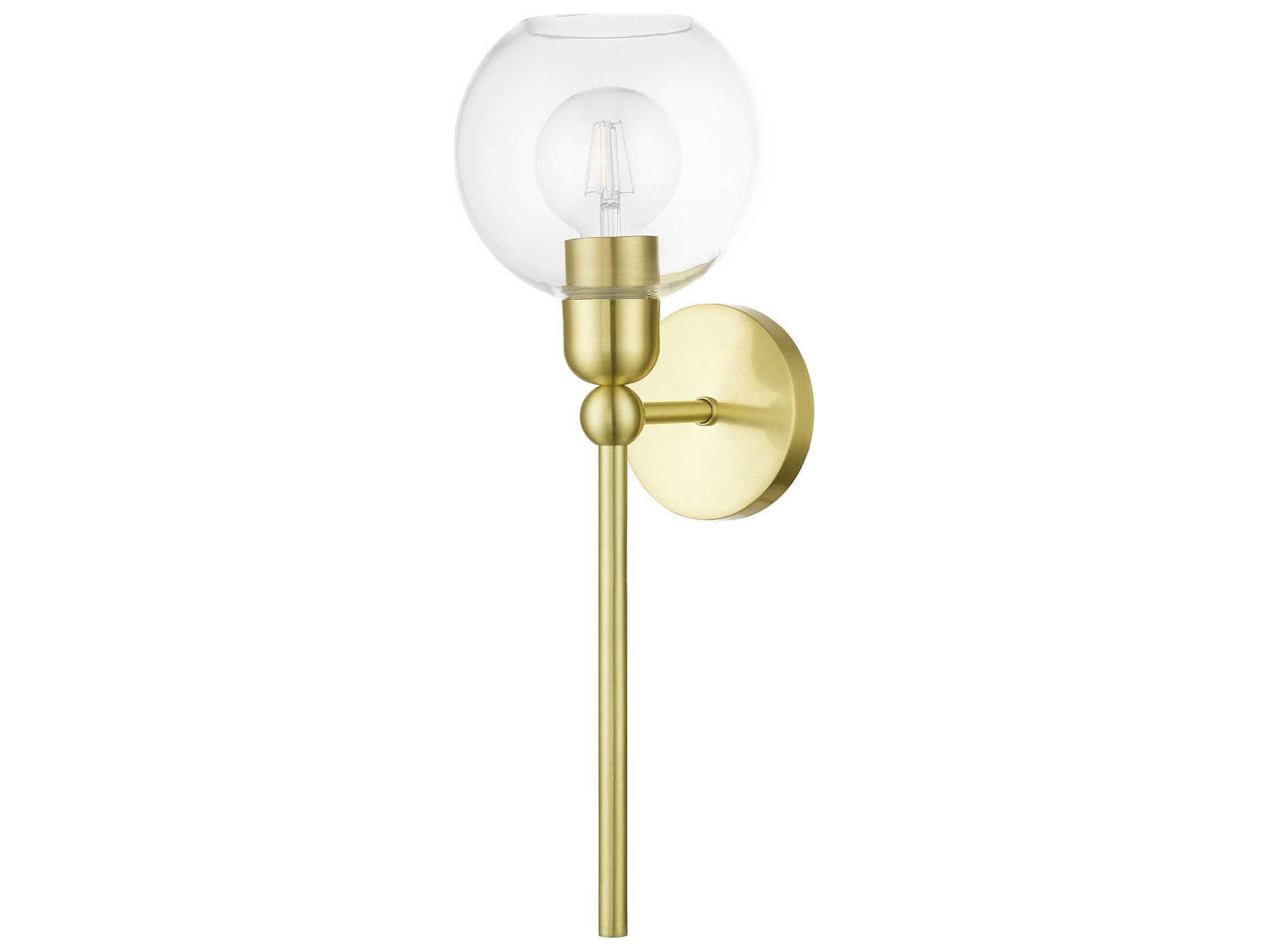 Livex Lighting Downtown 1-Light Satin Brass Glass Wall Sconce