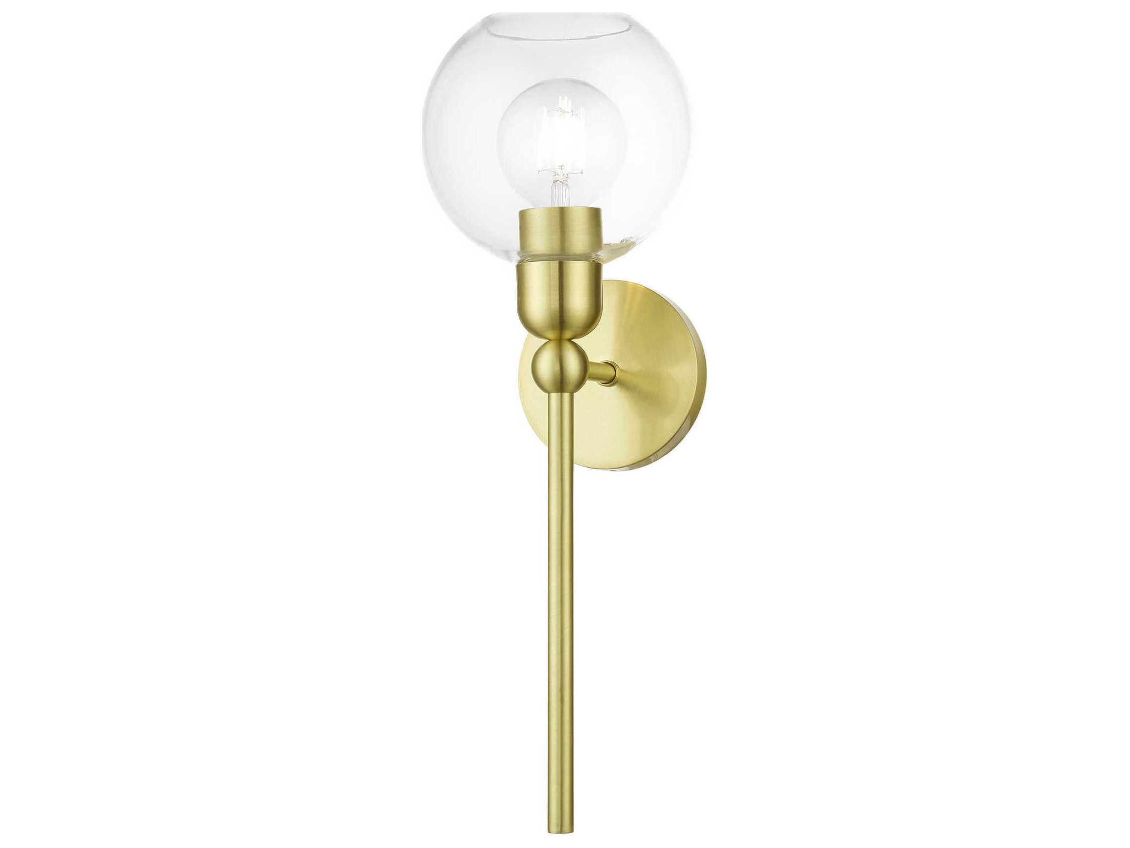Livex Lighting Downtown 1-Light Satin Brass Glass Wall Sconce