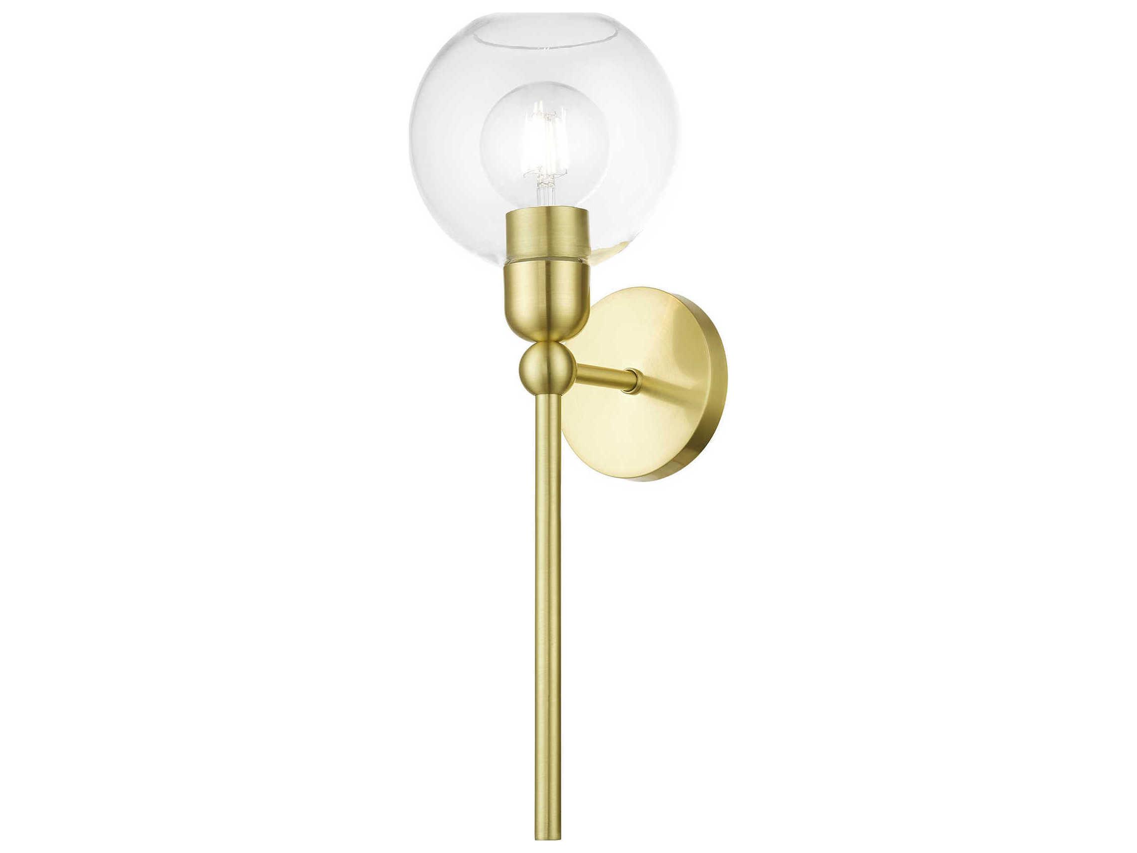 Livex Lighting Downtown 1-Light Satin Brass Glass Wall Sconce