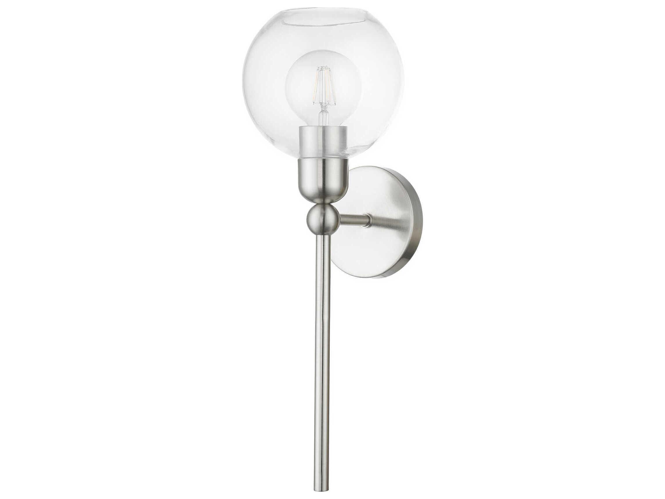 Livex Lighting Downtown 1-Light Brushed Nickel Glass Wall Sconce