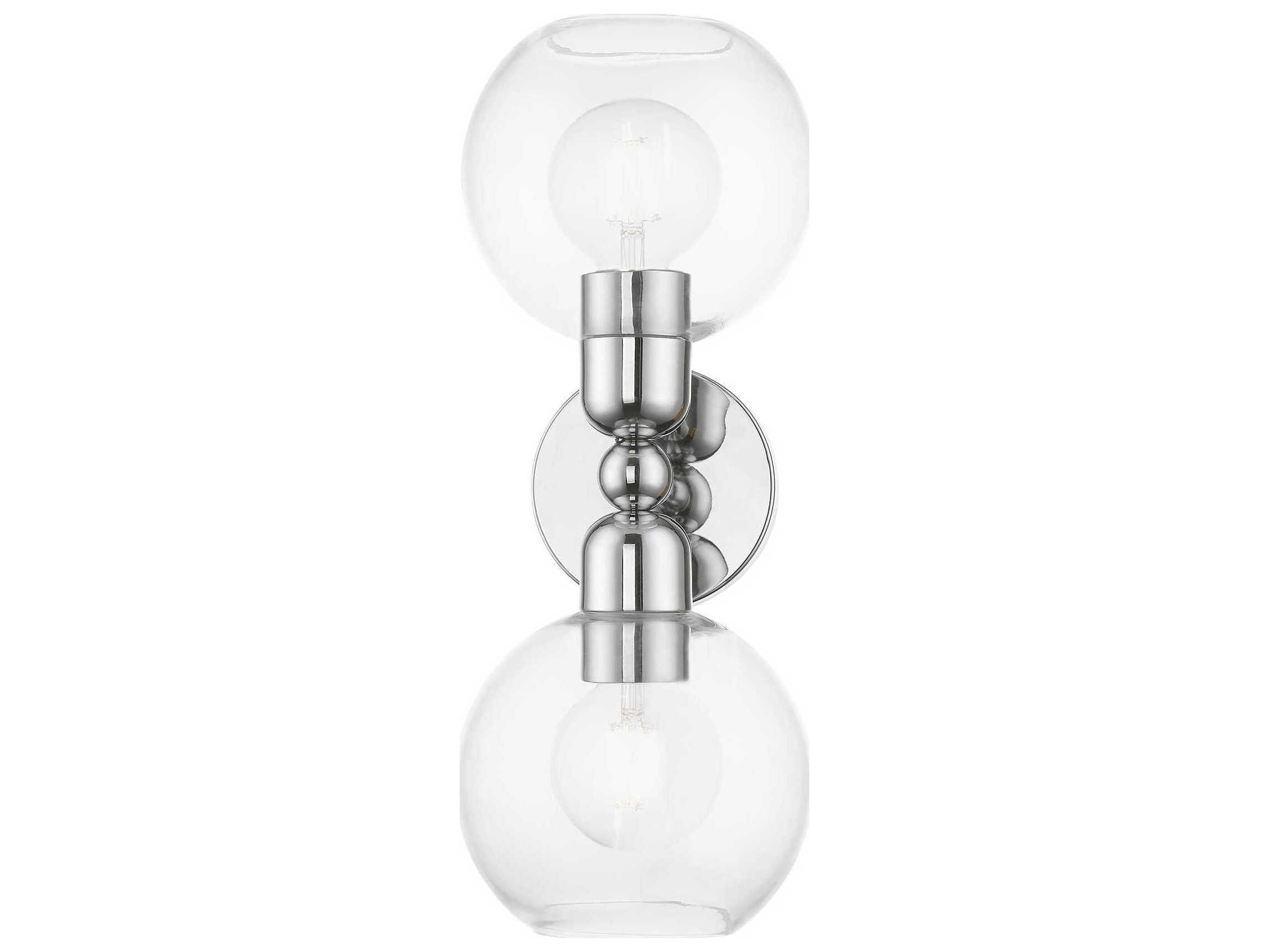Livex Lighting Downtown 2-Light Polished Chrome Glass Vanity Light