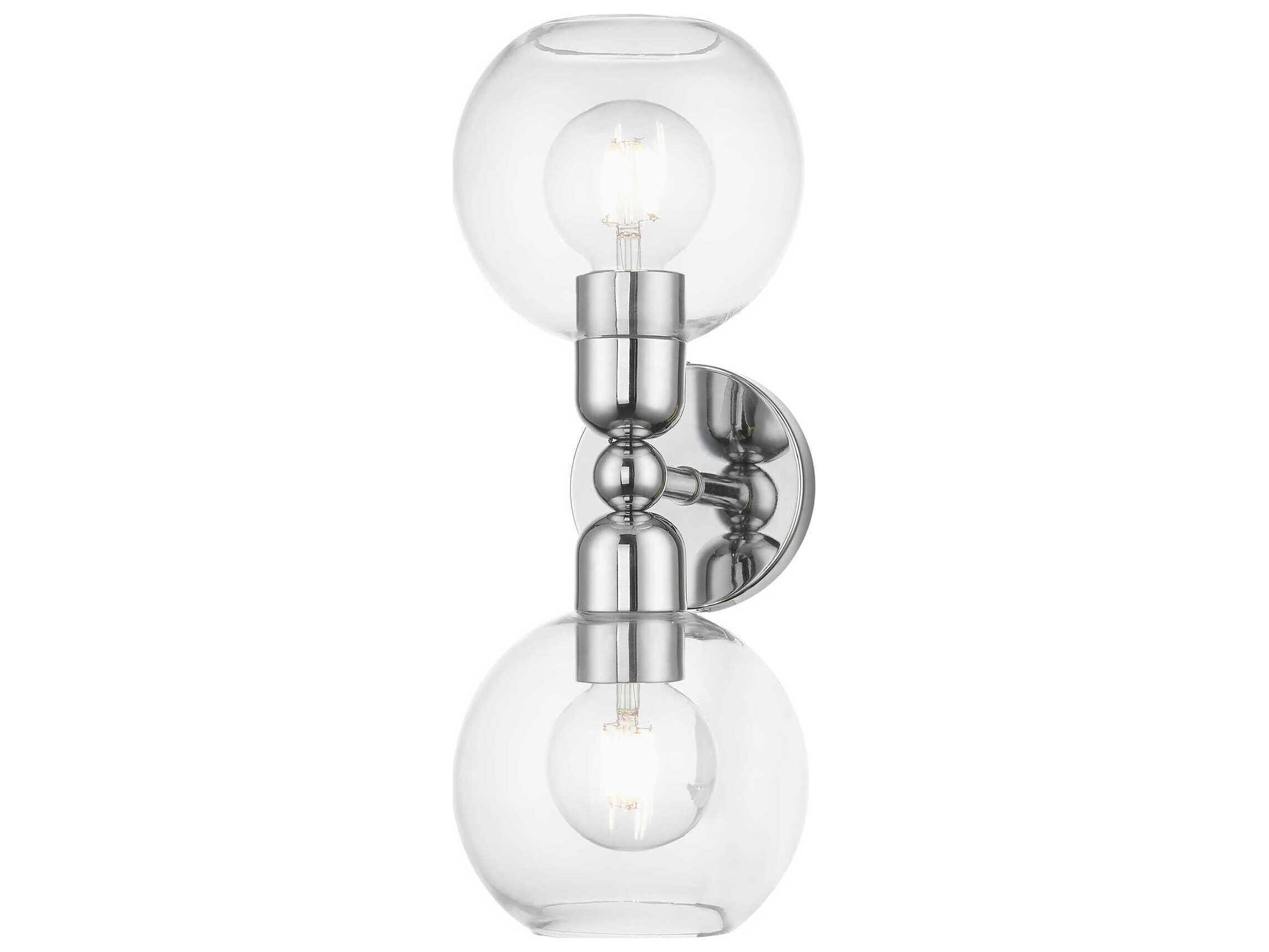 Livex Lighting Downtown 2-Light Polished Chrome Glass Vanity Light