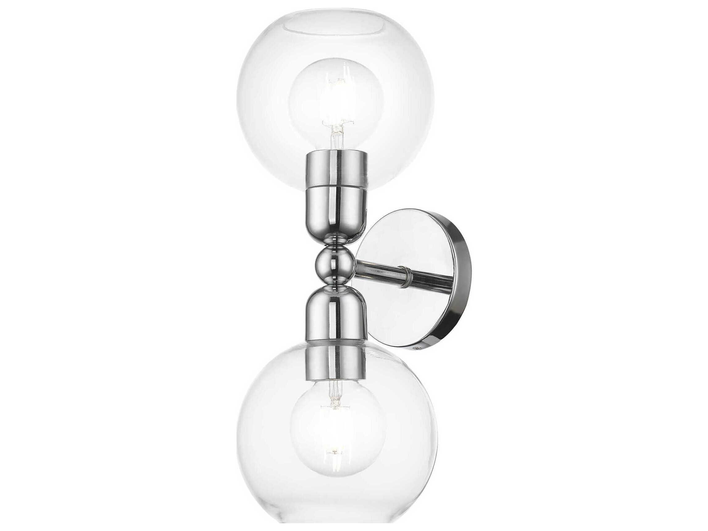 Livex Lighting Downtown 2-Light Polished Chrome Glass Vanity Light