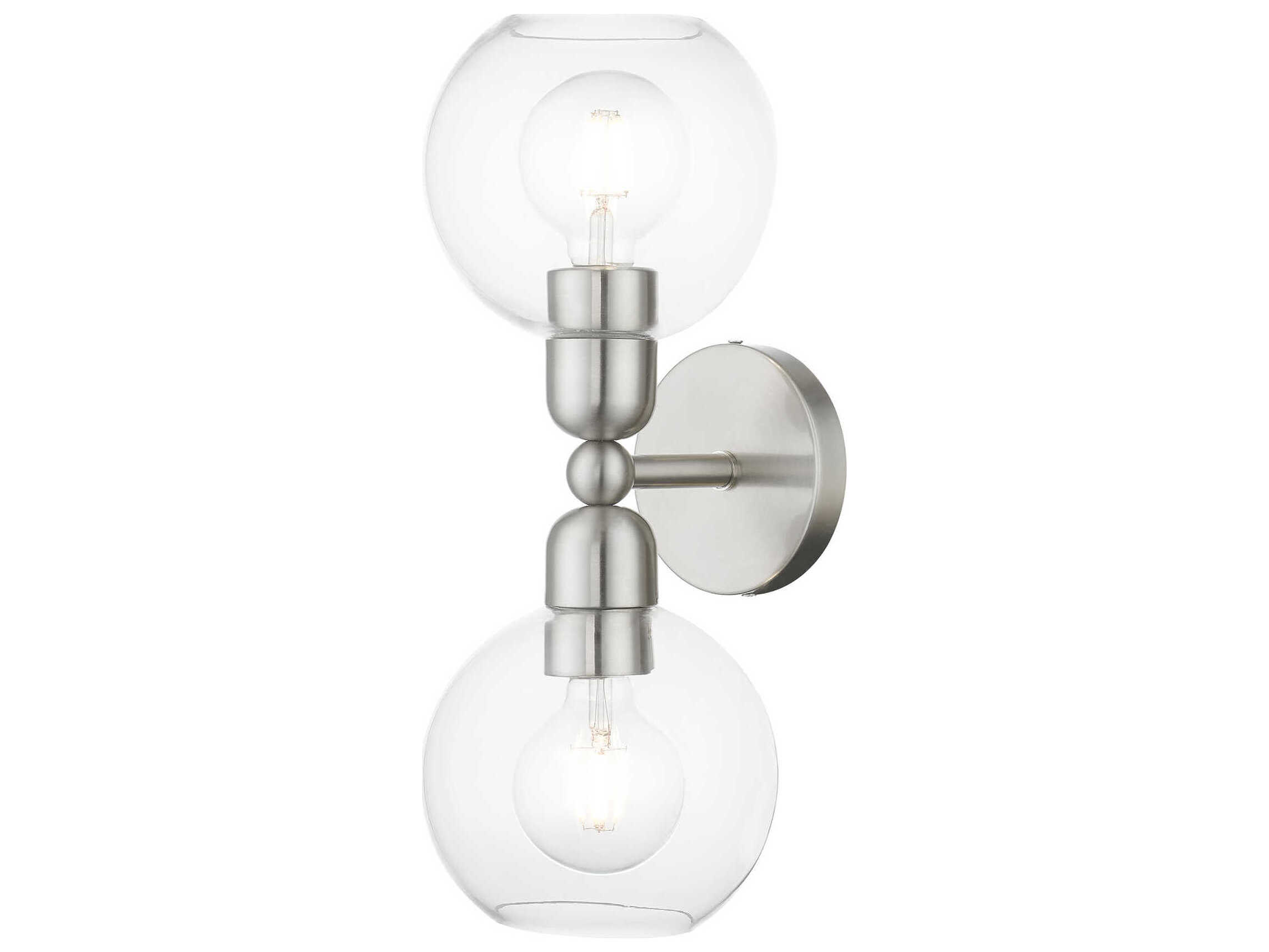 Livex Lighting Downtown 2-Light Brushed Nickel Glass Vanity Light