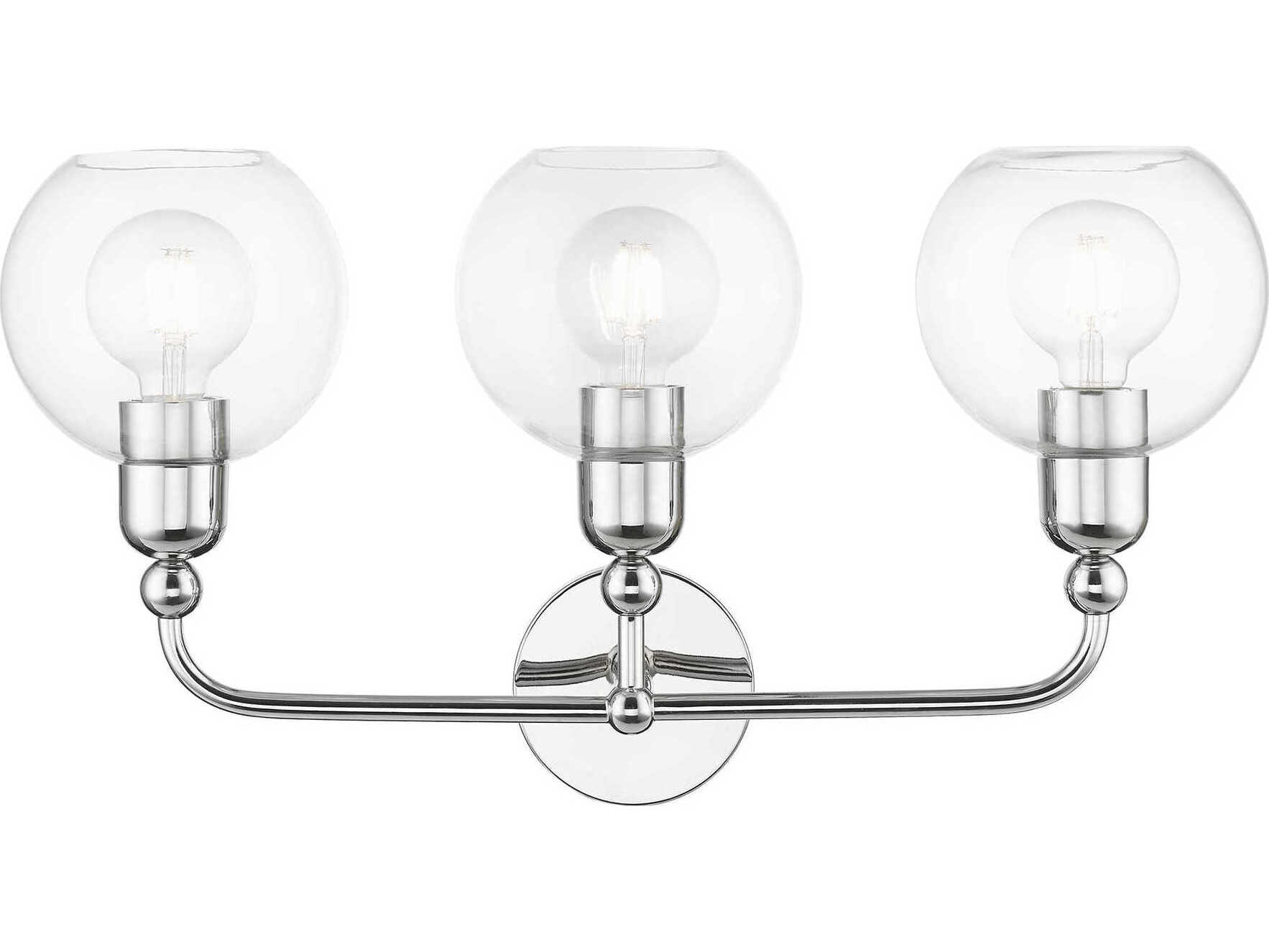 Livex Lighting Downtown 3-Light Polished Chrome Glass Vanity Light