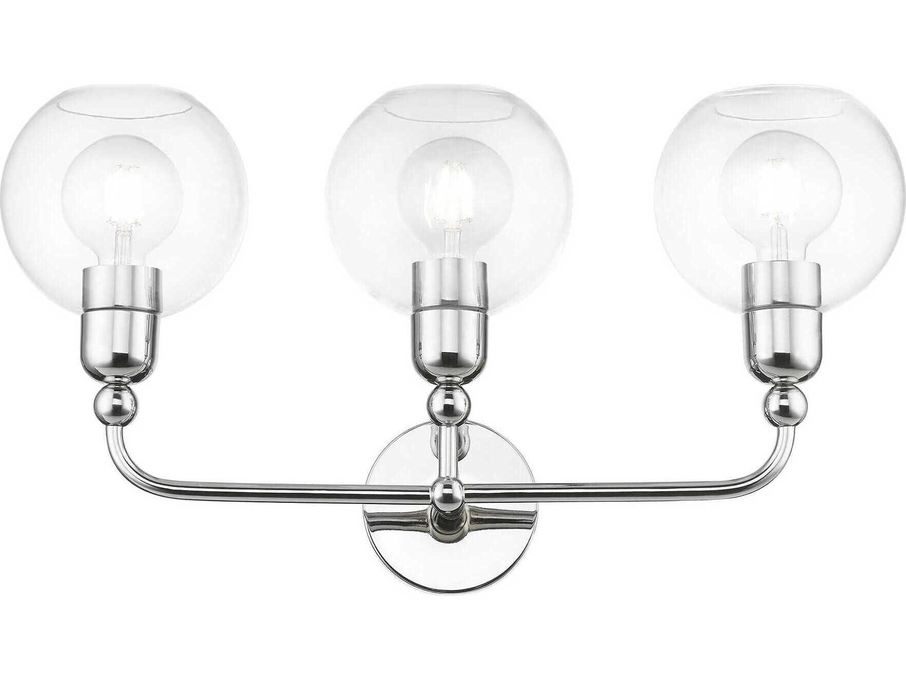 Livex Lighting Downtown 3-Light Polished Chrome Glass Vanity Light