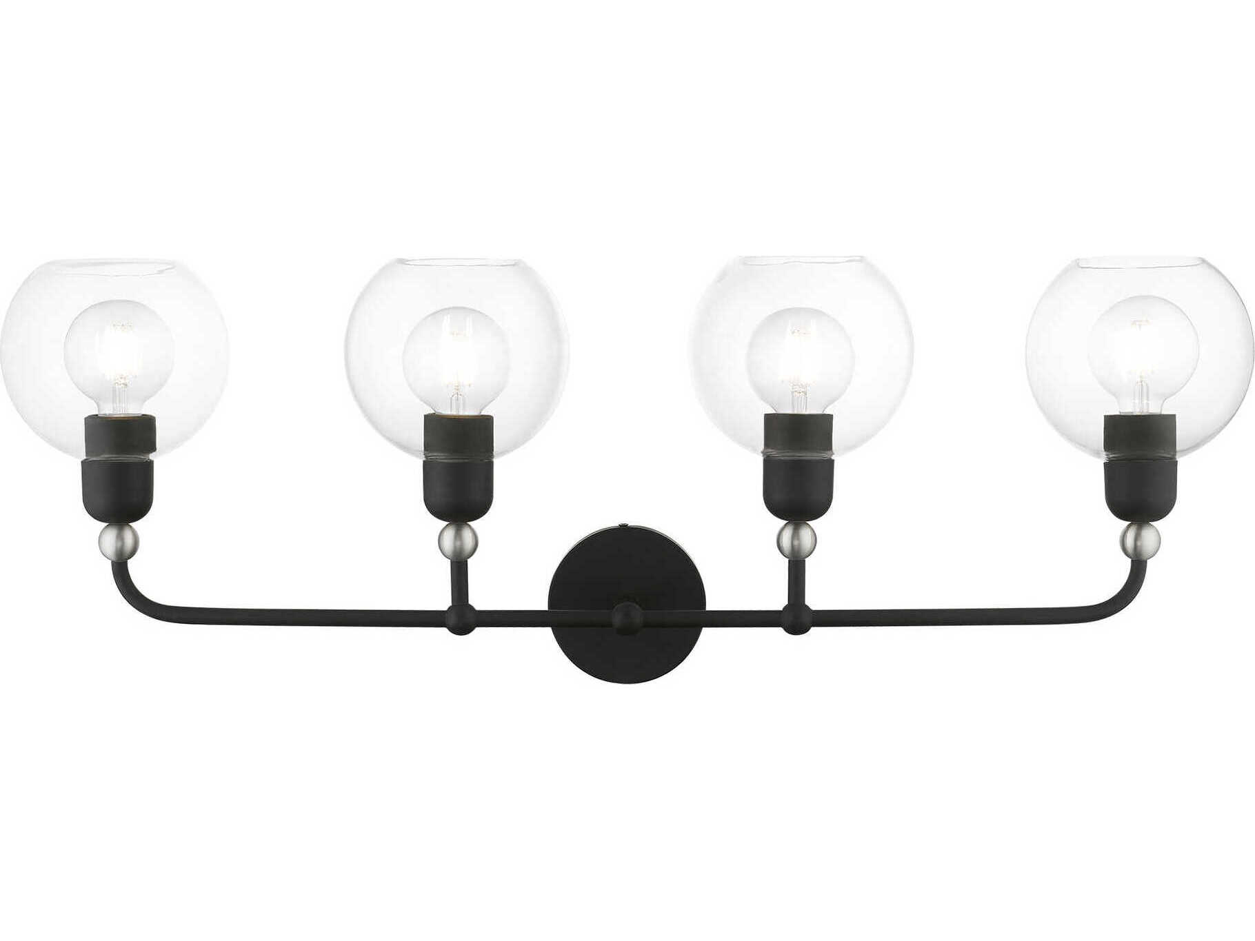 Livex Lighting Downtown 4-Light Black Brushed Nickel Glass Vanity Light