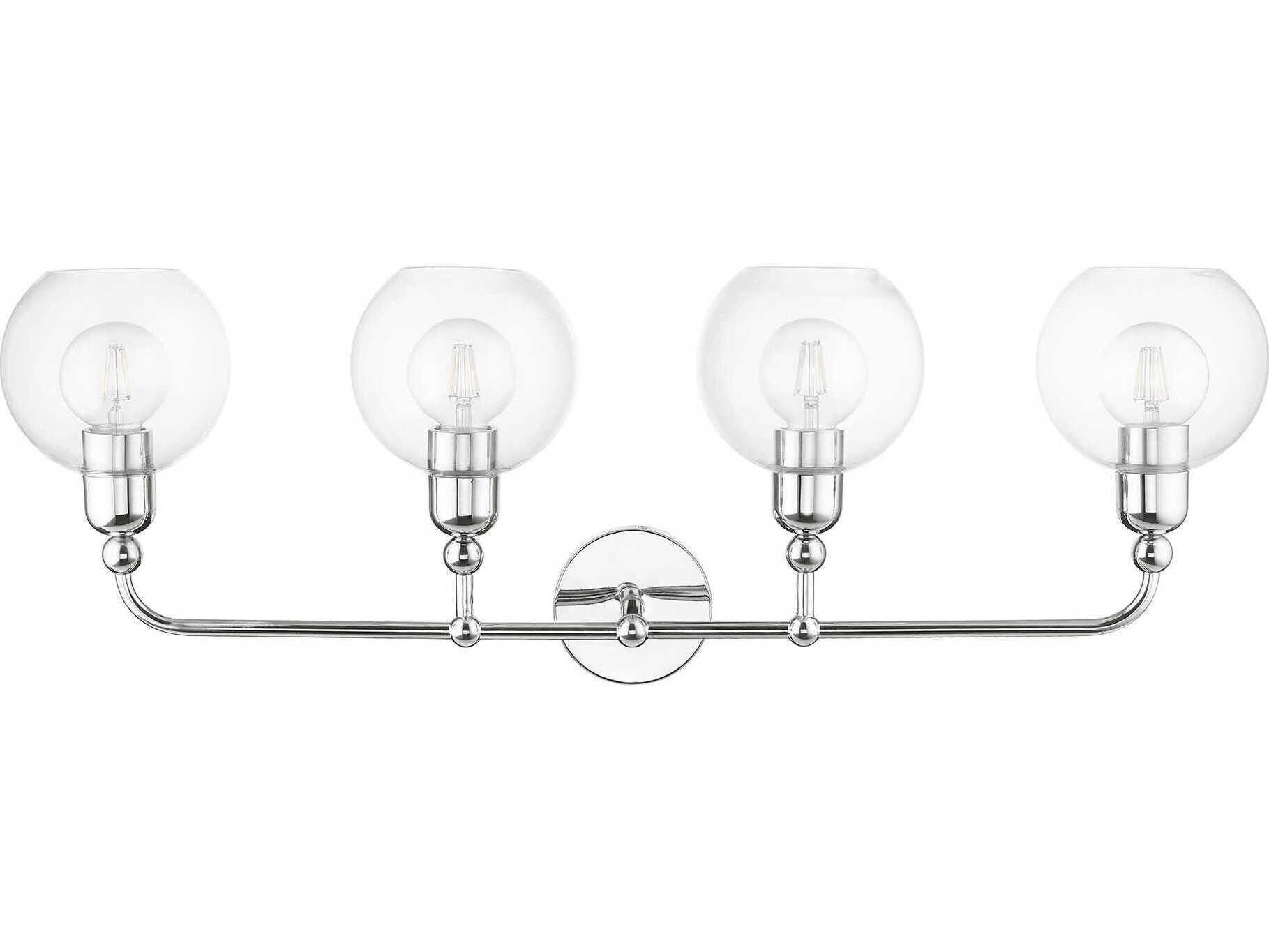 Livex Lighting Downtown 4-Light Polished Chrome Glass Vanity Light