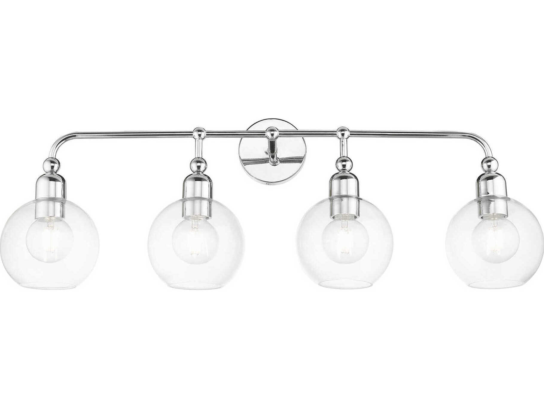 Livex Lighting Downtown 4-Light Polished Chrome Glass Vanity Light