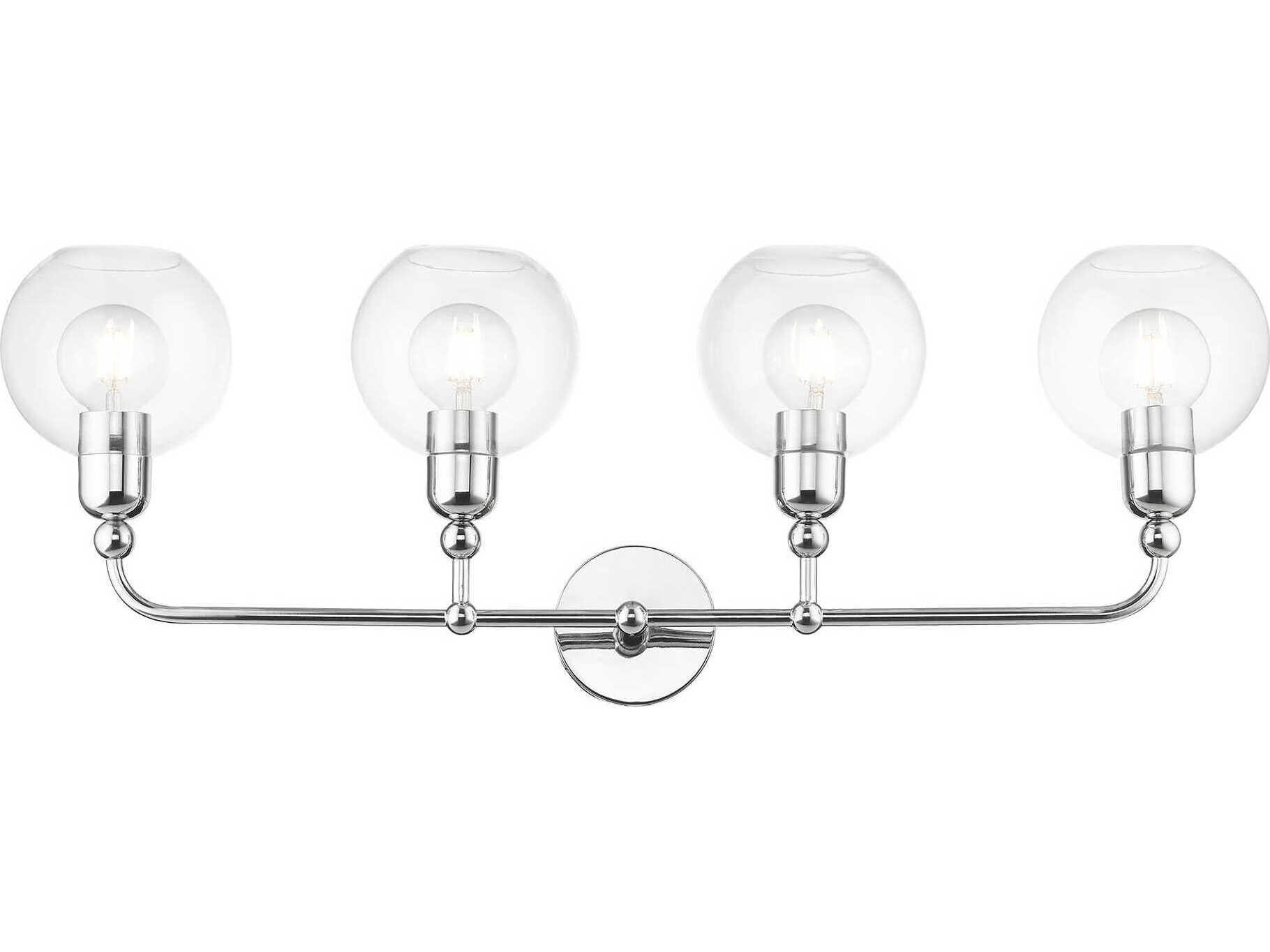 Livex Lighting Downtown 4-Light Polished Chrome Glass Vanity Light