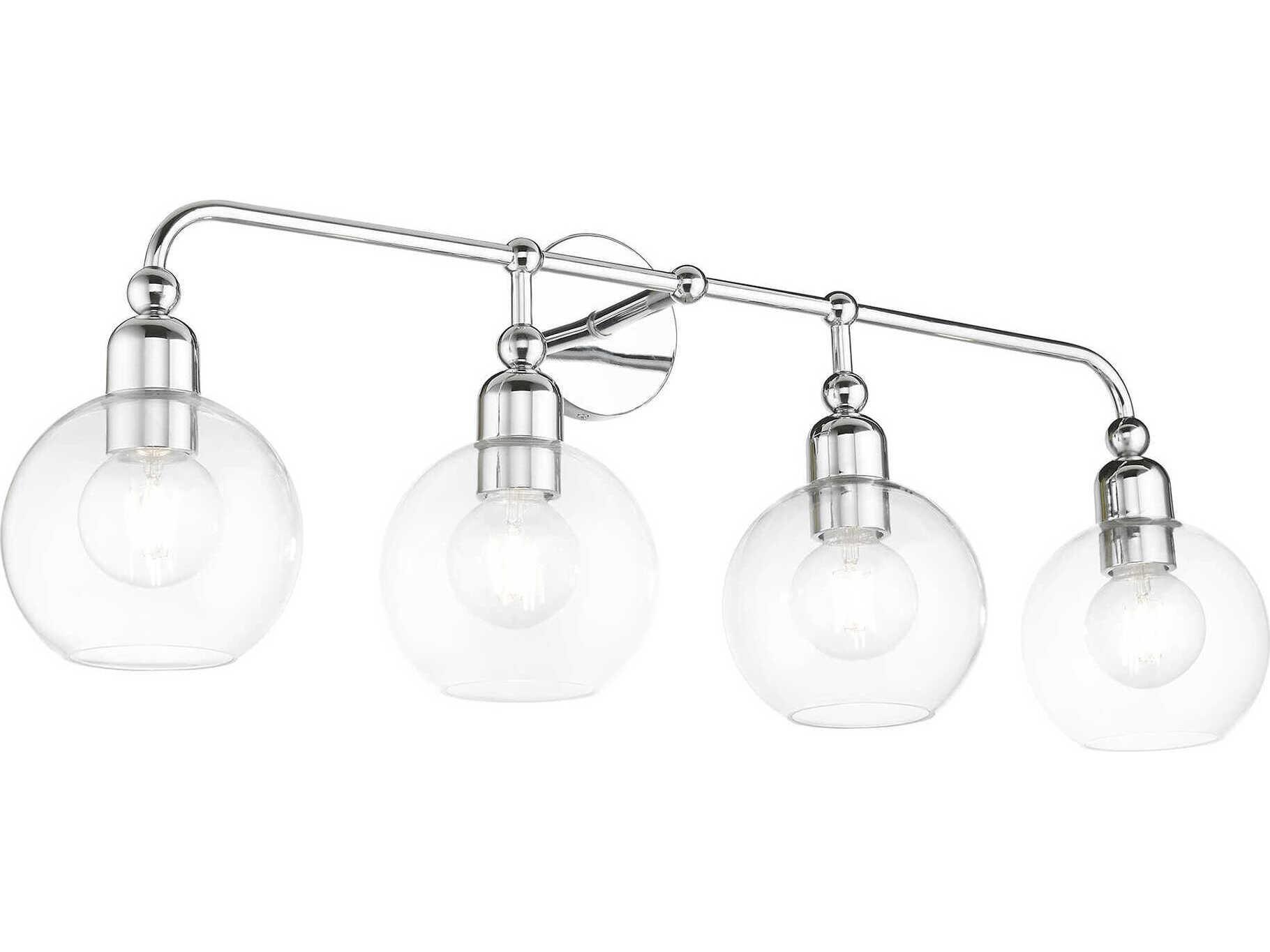 Livex Lighting Downtown 4-Light Polished Chrome Glass Vanity Light
