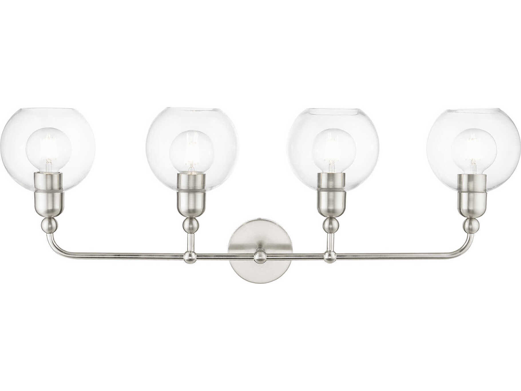 Livex Lighting Downtown 4-Light Brushed Nickel Glass Vanity Light