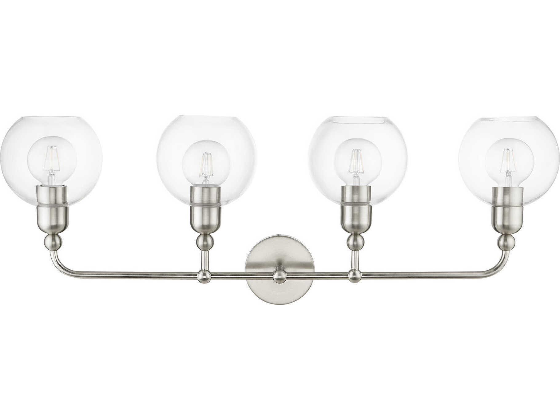 Livex Lighting Downtown 4-Light Brushed Nickel Glass Vanity Light