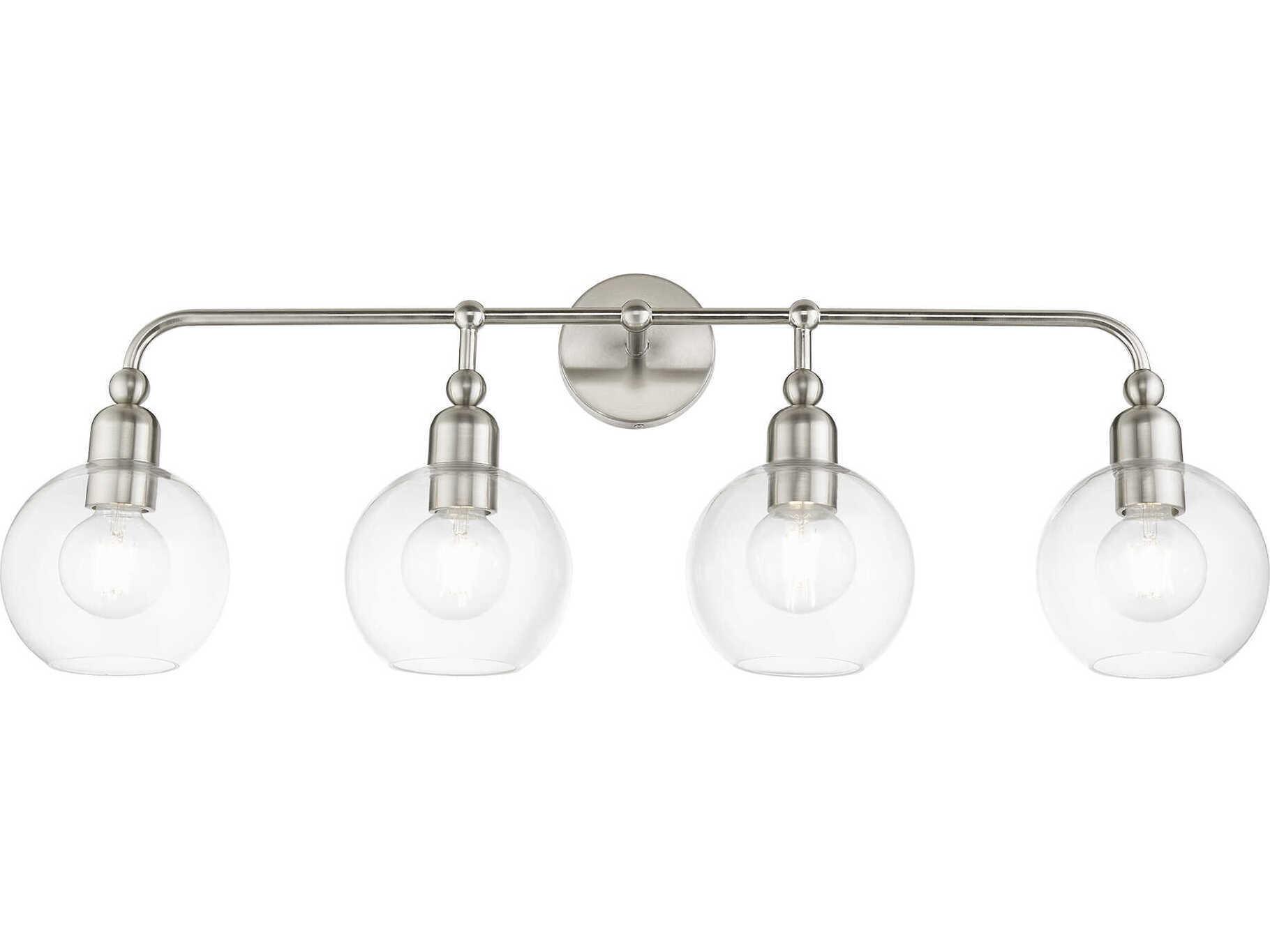 Livex Lighting Downtown 4-Light Brushed Nickel Glass Vanity Light