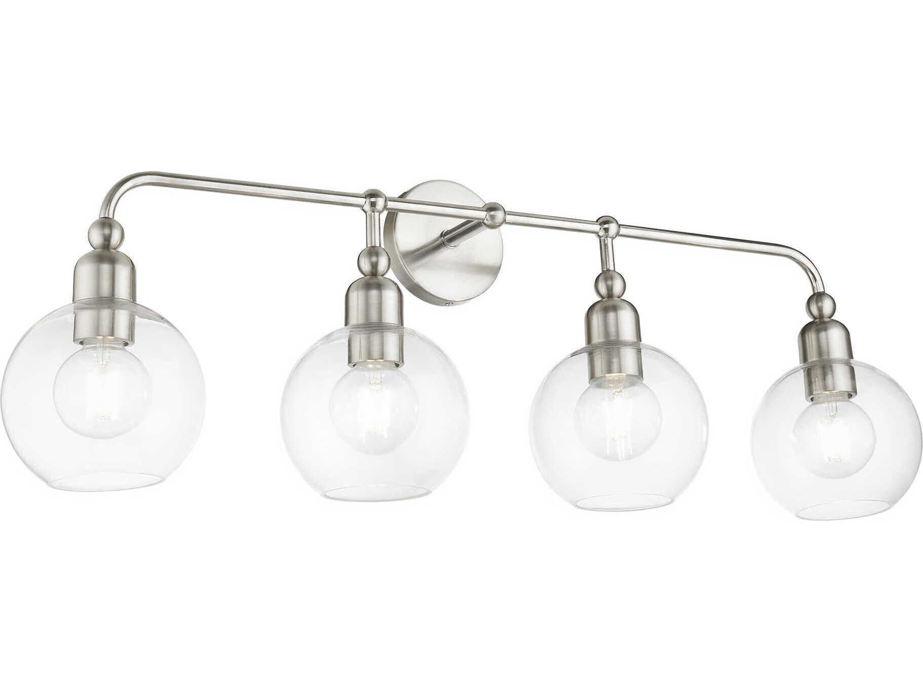 Livex Lighting Downtown 4-Light Brushed Nickel Glass Vanity Light
