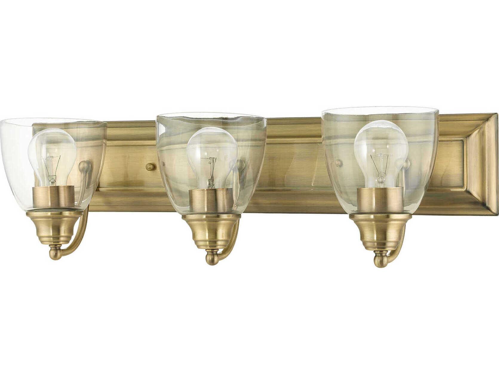 Livex Lighting Birmingham 3-Light Antique Brass Glass Vanity Light