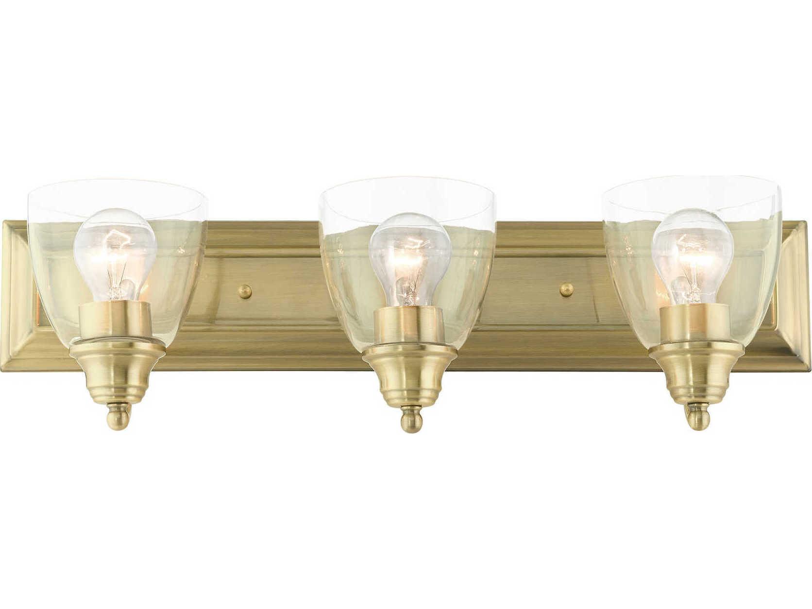 Livex Lighting Birmingham 3-Light Antique Brass Glass Vanity Light