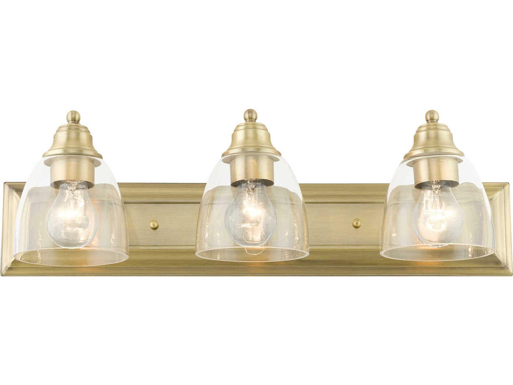 Livex Lighting Birmingham 3-Light Antique Brass Glass Vanity Light
