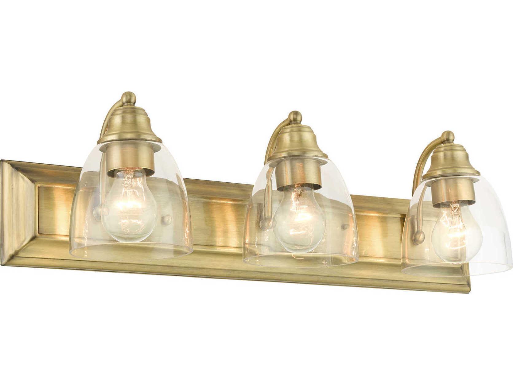 Livex Lighting Birmingham 3-Light Antique Brass Glass Vanity Light