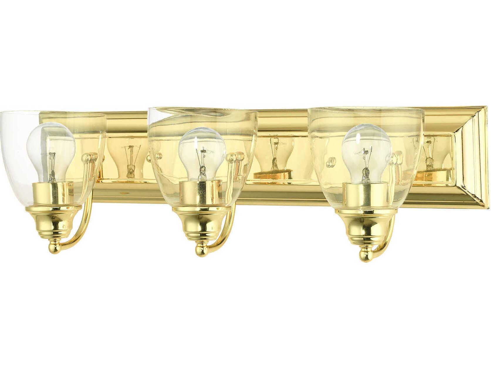 Livex Lighting Birmingham 3-Light Polished Brass Glass Vanity Light